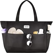 Large Waterproof Beach Bag for Women Sandproof Tote Bag Pool Bag with Zipper and Pockets for Travel Vacation Gym
