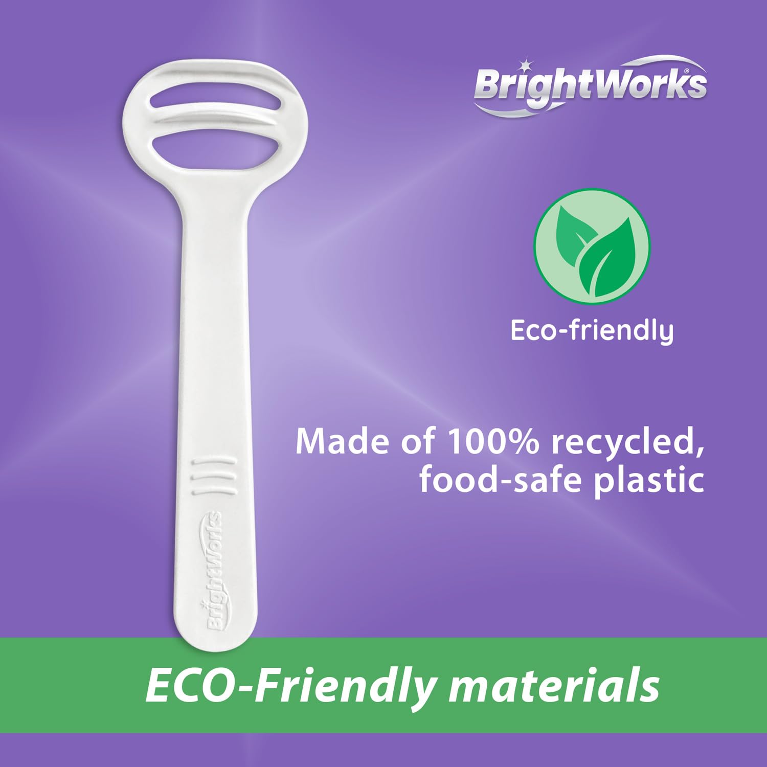 Brightworks Raschietto per lingua usa e getta per adulti, 96 pezzi, igienico, per alito fresco, in plastica riciclata, design curvo, adatto ai viaggi