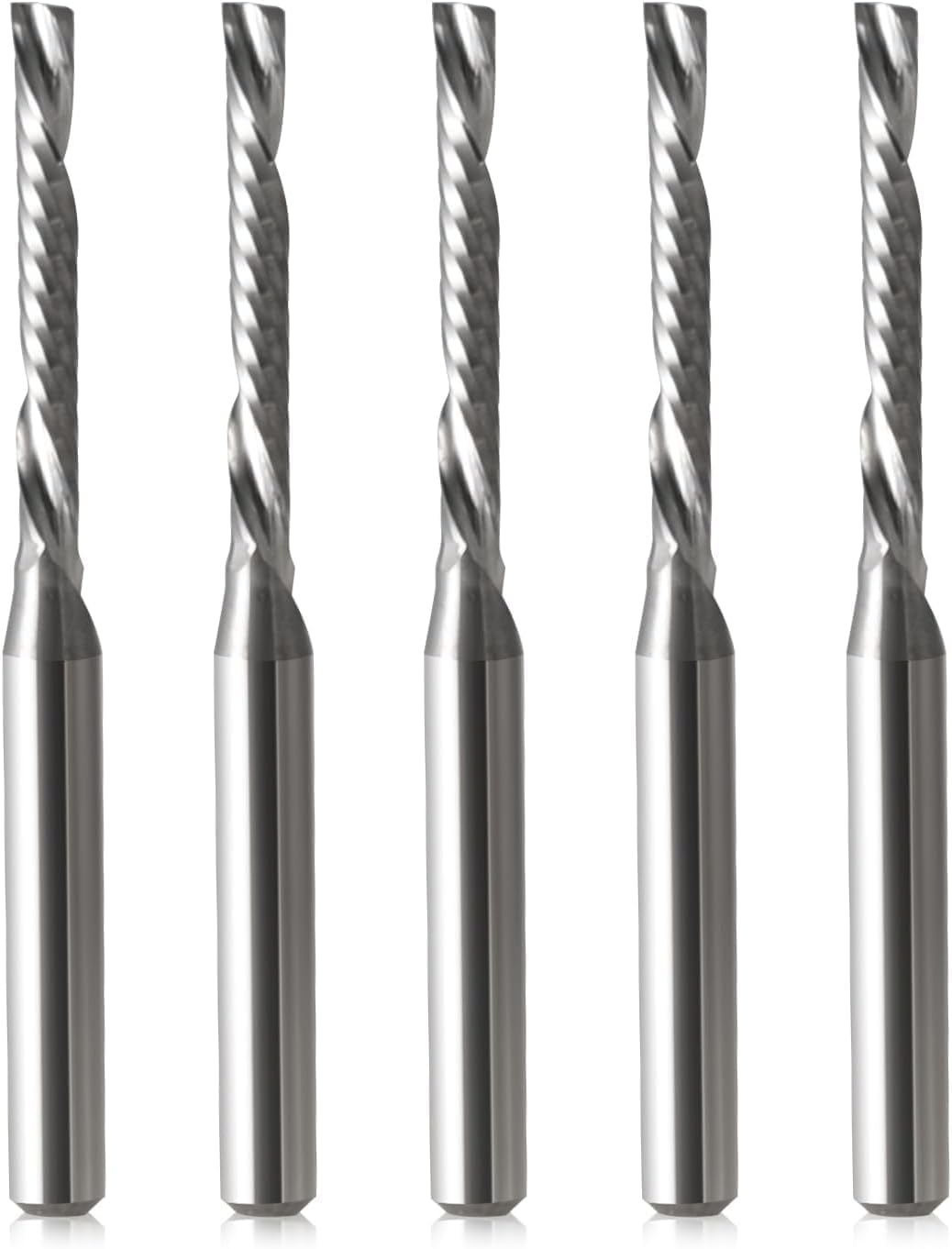1 Flute Down Cut Router Bits CNC End Mill Milling Cutter Tool Sets, 1/8" Shank Solid Carbide CNC Bits Spiral Router Milling Cutters for Acrylic MDF Engraving Carving 5 Pcs