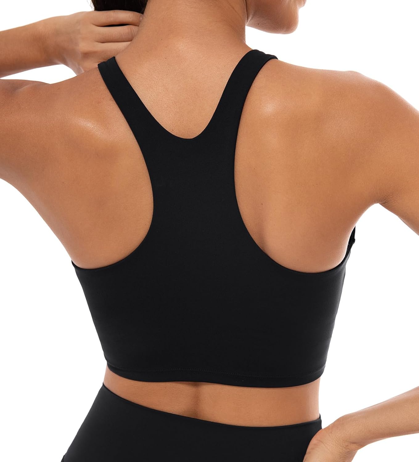 Lavento Women's Racerback Sports Bras - High-Neck Longline Yoga Crop Top with Built-in Bra - Image 2