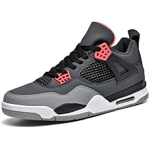 Men's Womens Air 4 Retro Classic Skate Shoes Trainers Fitness Basketball Shoes Casual Sneakers Work Running Walking Zapatos AY004 Black Gray UK 10