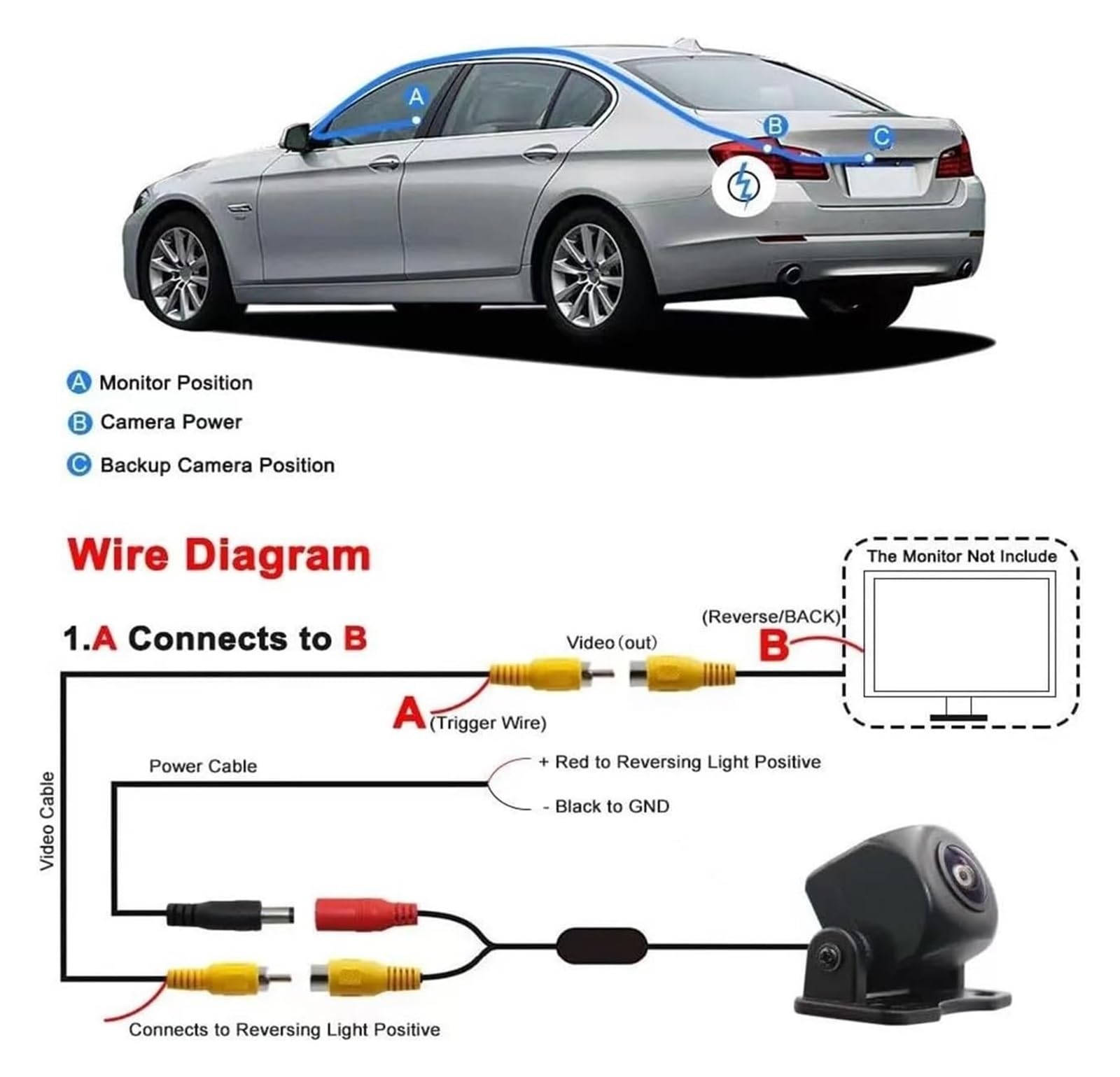 Cámara Aparcamiento para Benz SLK R172 W156 W166 W176 W177 2012~ Presente Cámara Estacionamiento Visión Nocturna HD C 1 Cámaras Marcha Atrás AHD Vista Trasera Vehículo(B 1)