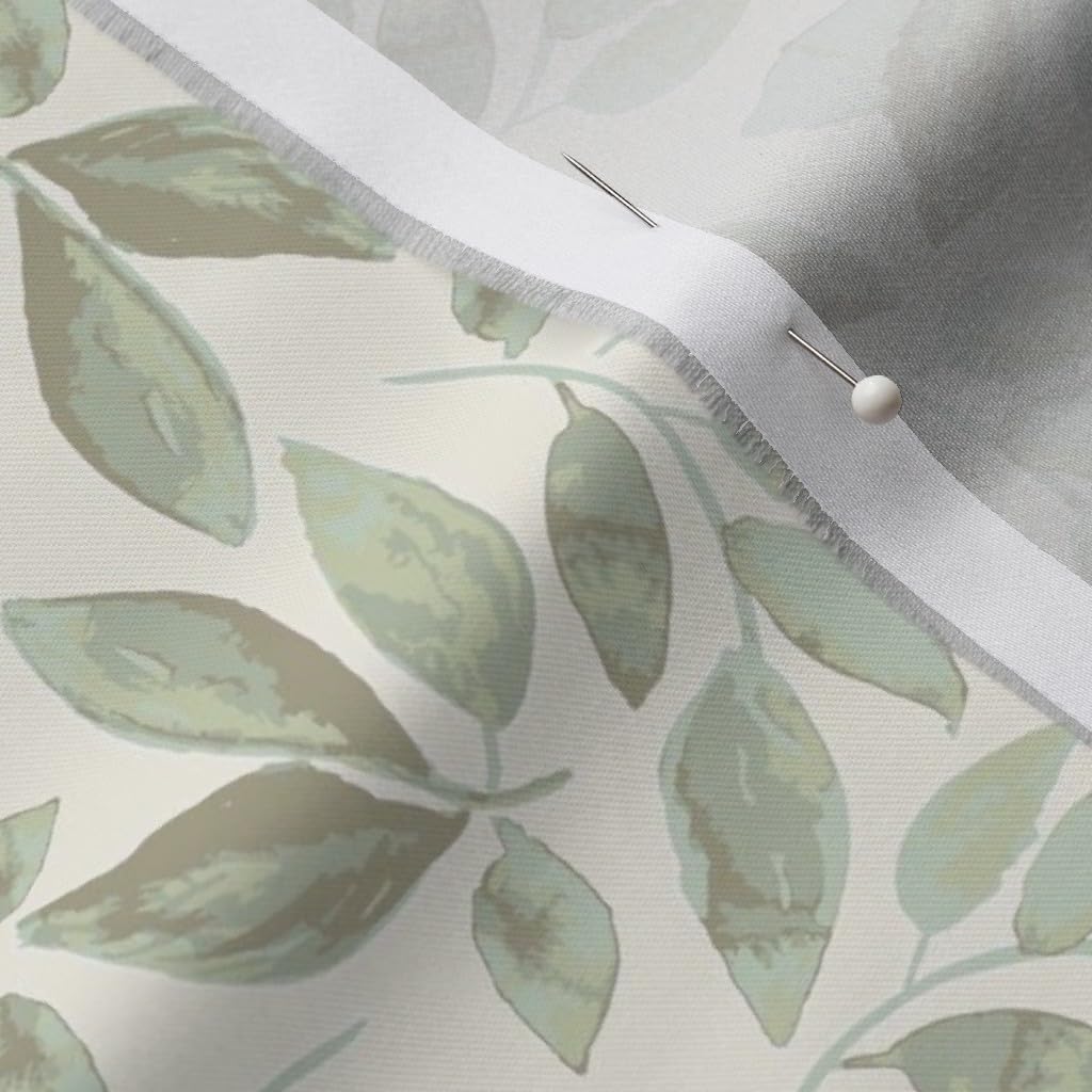 Spoonflower Fabric - Woodland Sage Watercolor Botanical Calm Shabby Chic Rustic Farmhouse Printed on Organic Cotton Sateen Fabric by The Yard - Sewing Quilting Apparel Home Decor