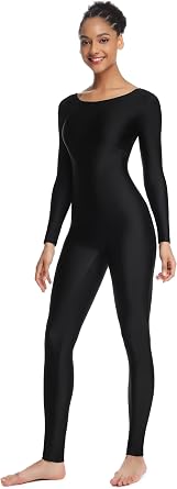 Womens Long Sleeve Unitard Dance Costume Spandex Full Body Suits One Piece Jumpsuits