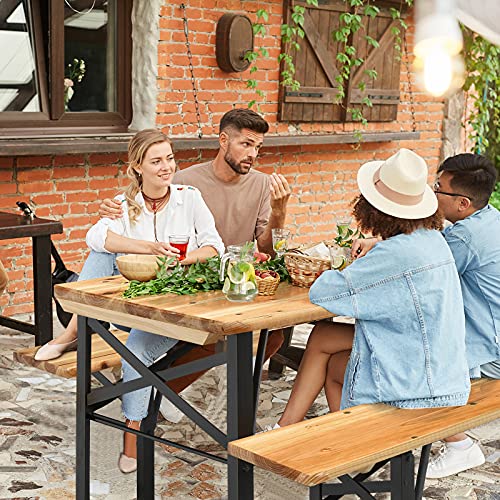 image for Costway 3PCS Outdoor Folding Picnic Table Bench Set, Portable Patio Di