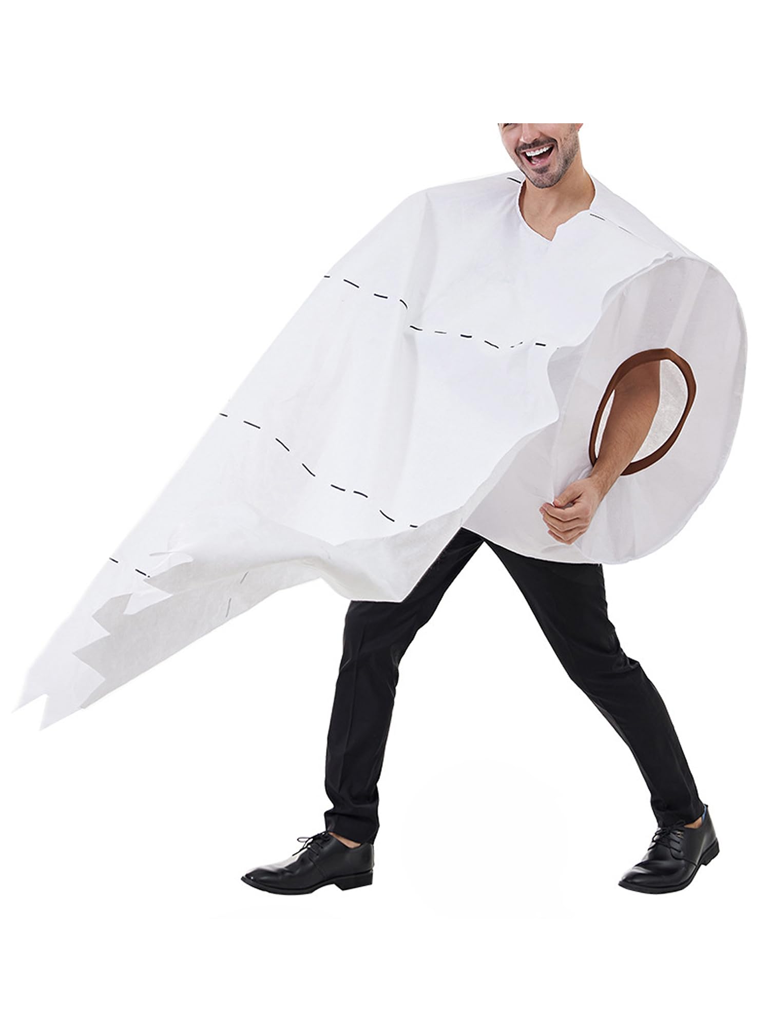 SANSIWU Funny Costume for Adults Unisex Toilet Paper Costume Large Paper Roll Jumpsuit Set (White, One Size)