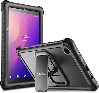 Fintie Case for for Alcatel Joy Tab 2 Tablet 8-inch 2020 Release (Model: 9032Z) - [Built-in Kickstand] Anti Slip Kids Friendly Shockproof Silicone Protective Cover (Black)