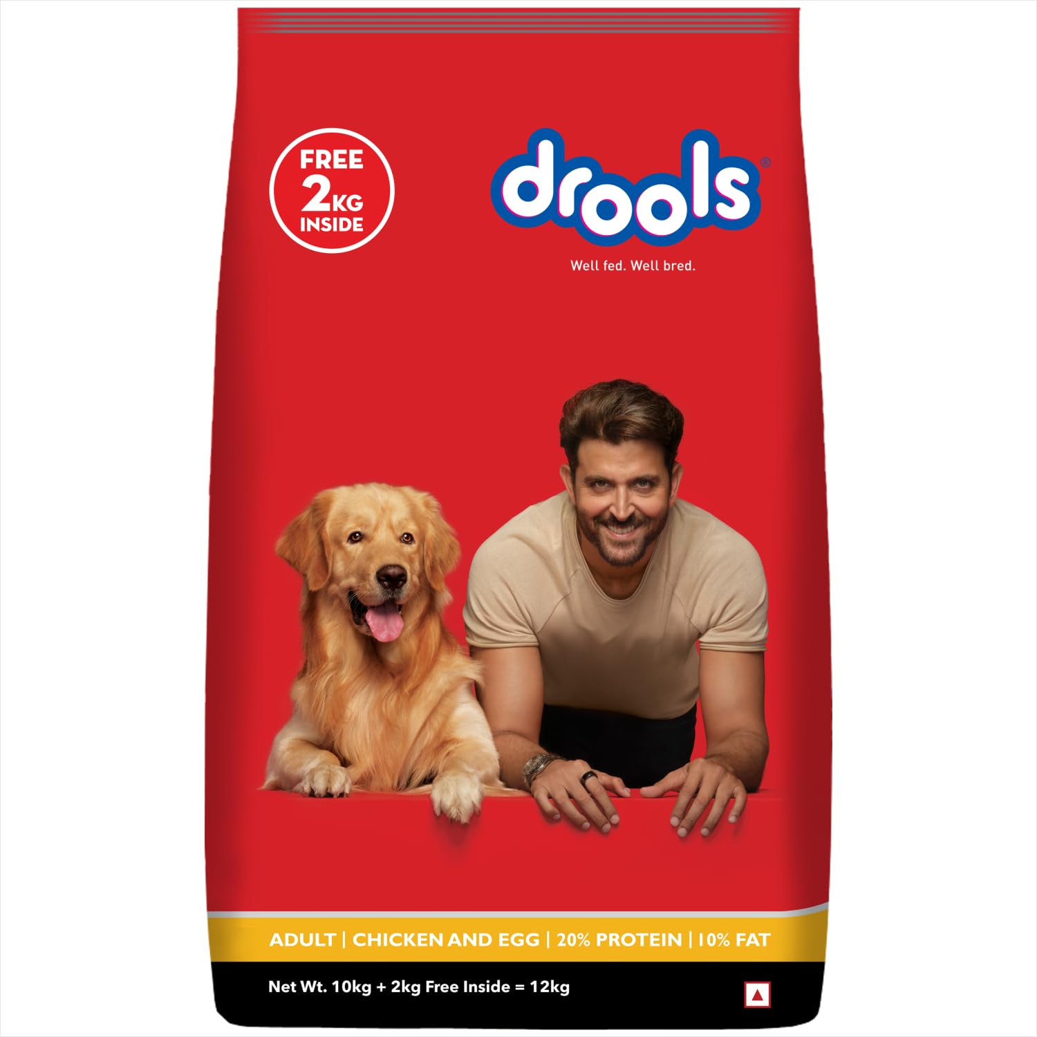 Drools Chicken and Egg Adult Dry Dog Food, 10kg (+2kg Extra Free Inside)