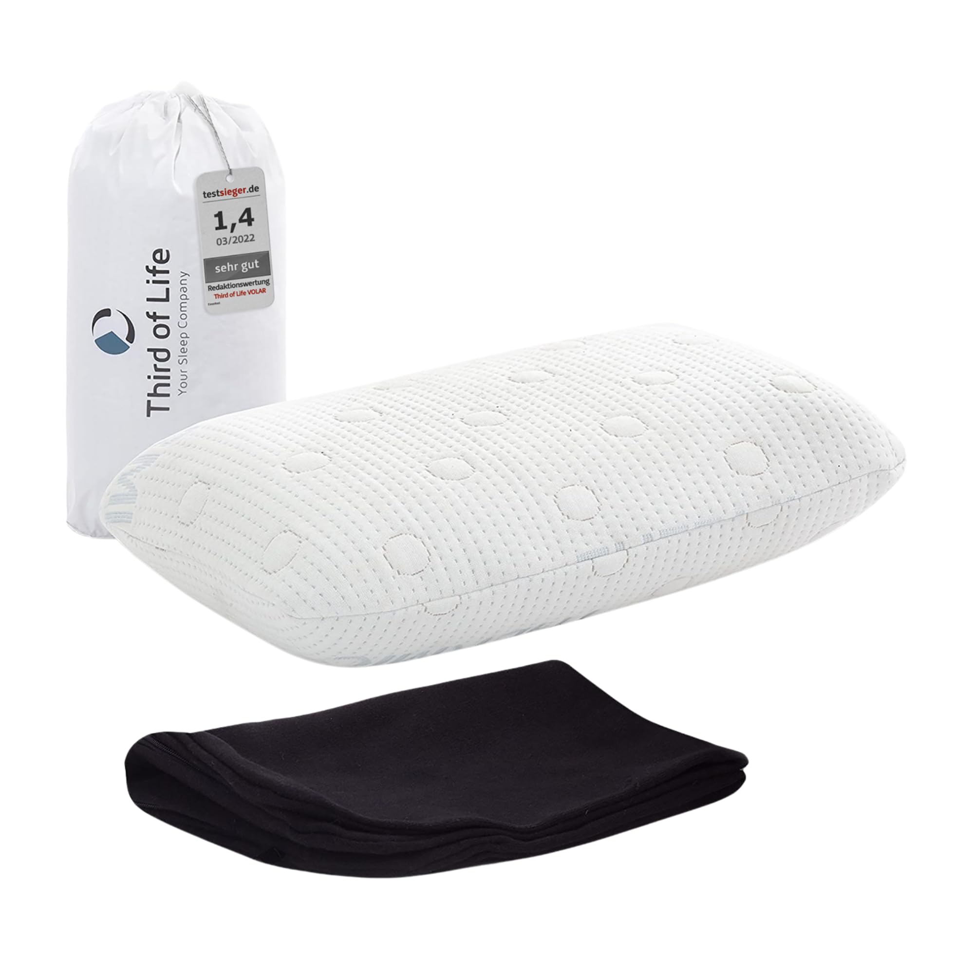Reisekissen VOLAR | Ergonomisches Nackenkissen mit Memory-Foam | Kleines Kopfkissen für Reisen im Auto, Flugzeug, Zug, Hotel & Camping | Thermoregulierender Bezug | Kissen Outdoor & Reise 40x25x10 cm