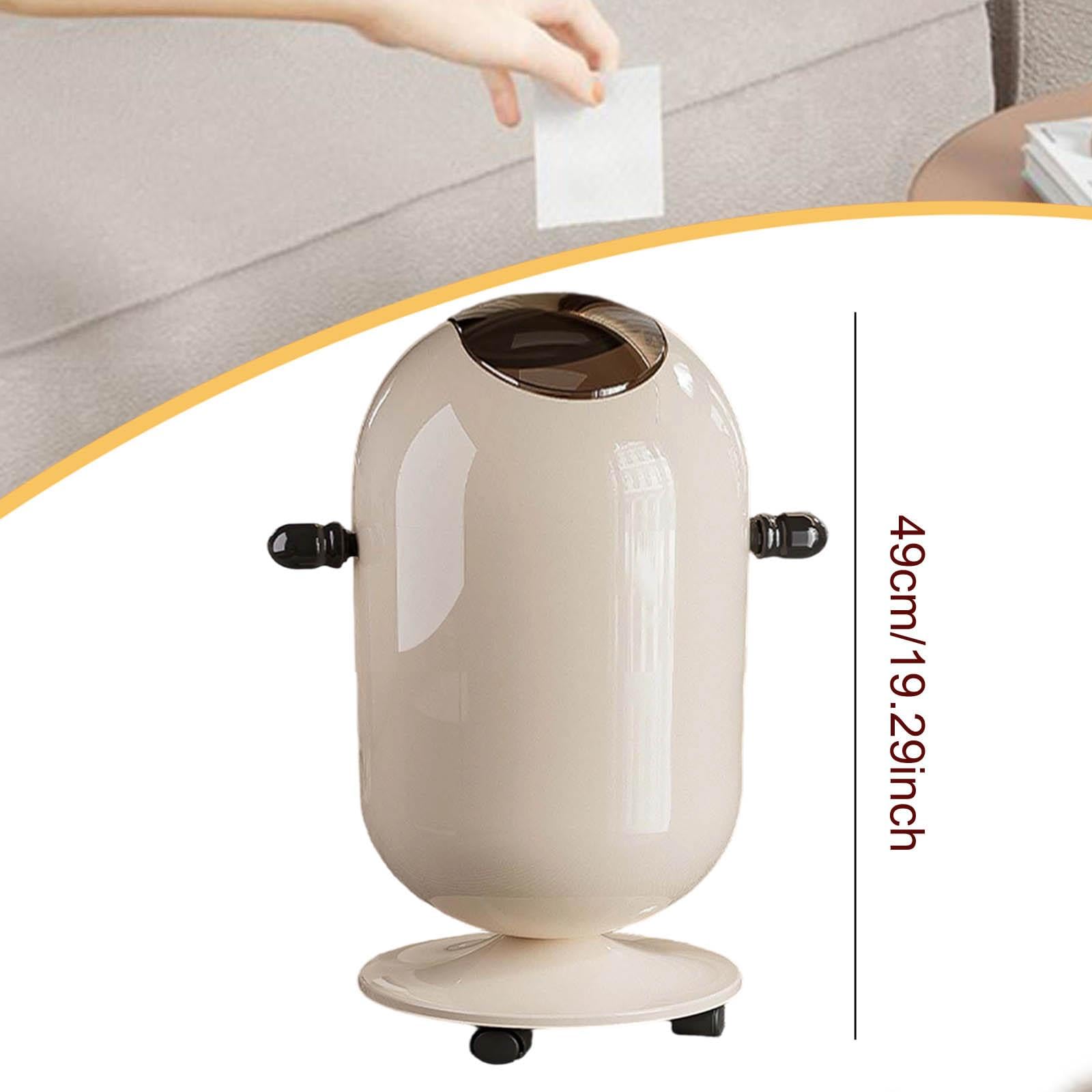 Cubo de Basura Alto con Ruedas Y Doble Cubeta, Papelera de Gran Capacidad, Contenedor de Basura Multifuncional de PP, Asa Ergonómica, 15l Blanco Lechoso, Individual