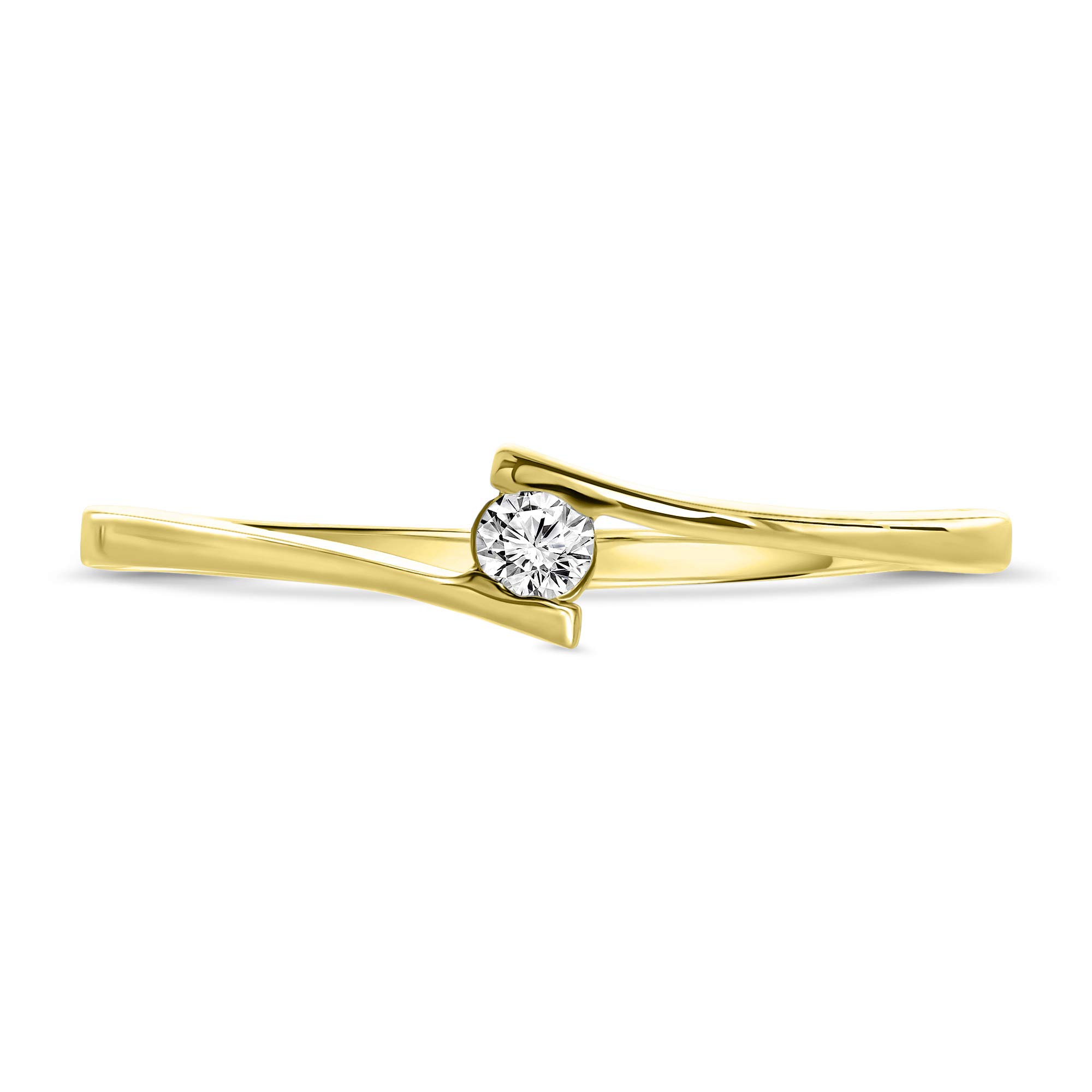 MIORE Ring Damen 0.05 Ct Solitär Diamant Verlobungsring aus Gelbgold/Weißgold 9 Karat / 375 Gold, Schmuck