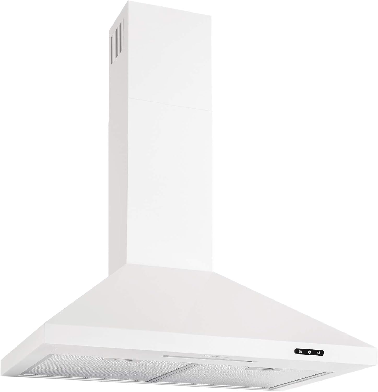Broan-NuTone 30-inch Wall-Mount Convertible Chimney-Style Range Hood with 3-Speed Exhaust Fan and Light, 460 Max Blower CFM, White