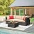 Devoko 4 Pieces Patio Furniture Sets All-Weather Outdoor Sectional Sofa Manual Weaving Wicker Rattan Patio Conversation Set with Cushion and Glass Table (Beige)