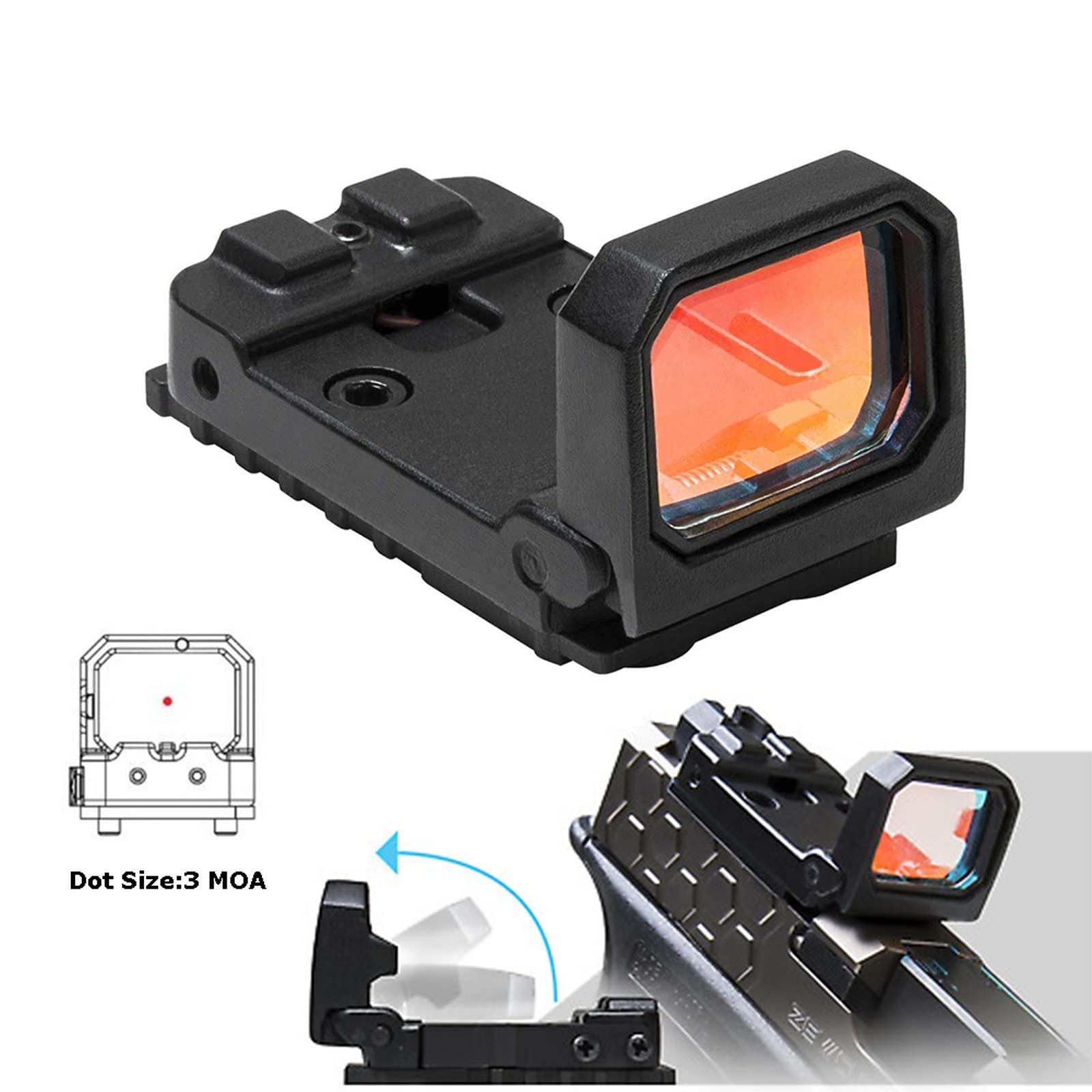 Flip Up Red Dot Pistol Sight Reflex Sight RMR Scope Mount for MOS Glock
