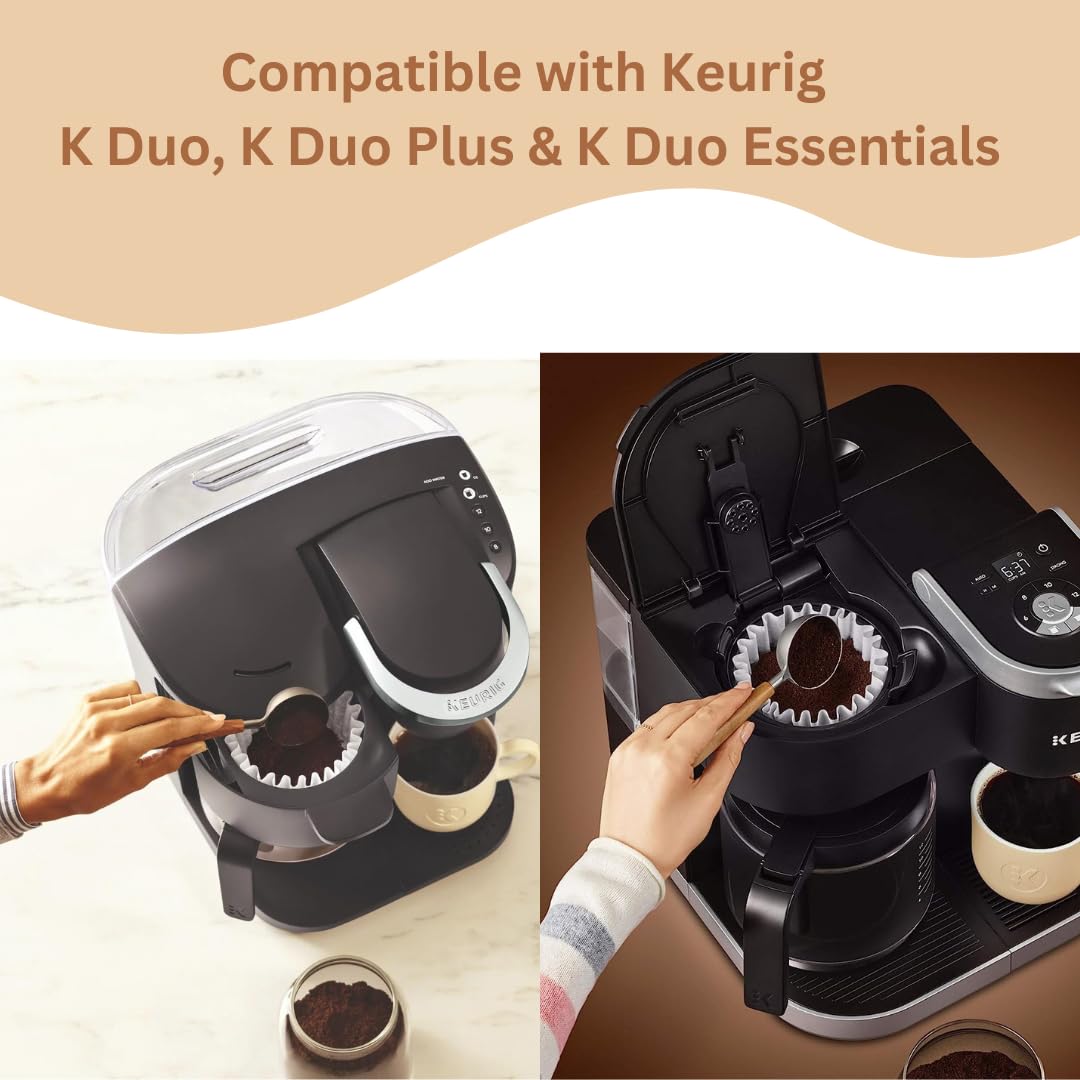 Zamada Disposable Paper Filters for Keurig K-Duo, k-Duo Plus, and K-Duo Essentials - Brew up to 12 Cups of Coffee (100 Pack)