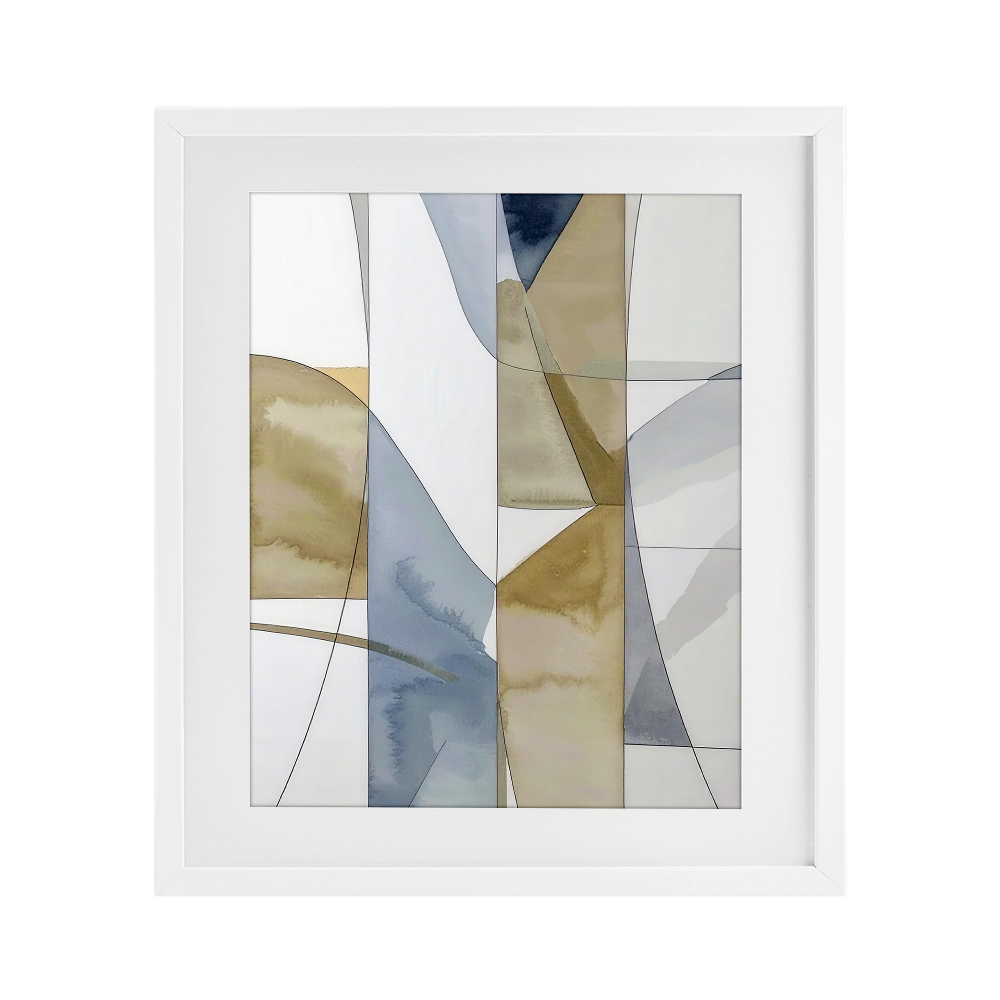 Stupell Industries 'Geographic Abstract Sections', Framed Print Under Glass, White, 17 x 21 Inches, Easy to Hang and Sturdy, Made in USA, by Alonza Saunders