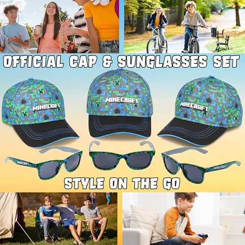 Image of Get Trend Pokemon | Minecraft | Fortnite | Super Mario Kids Baseball Cap, Sunglasses Set UV Protection, Gamer Gifts for Boys