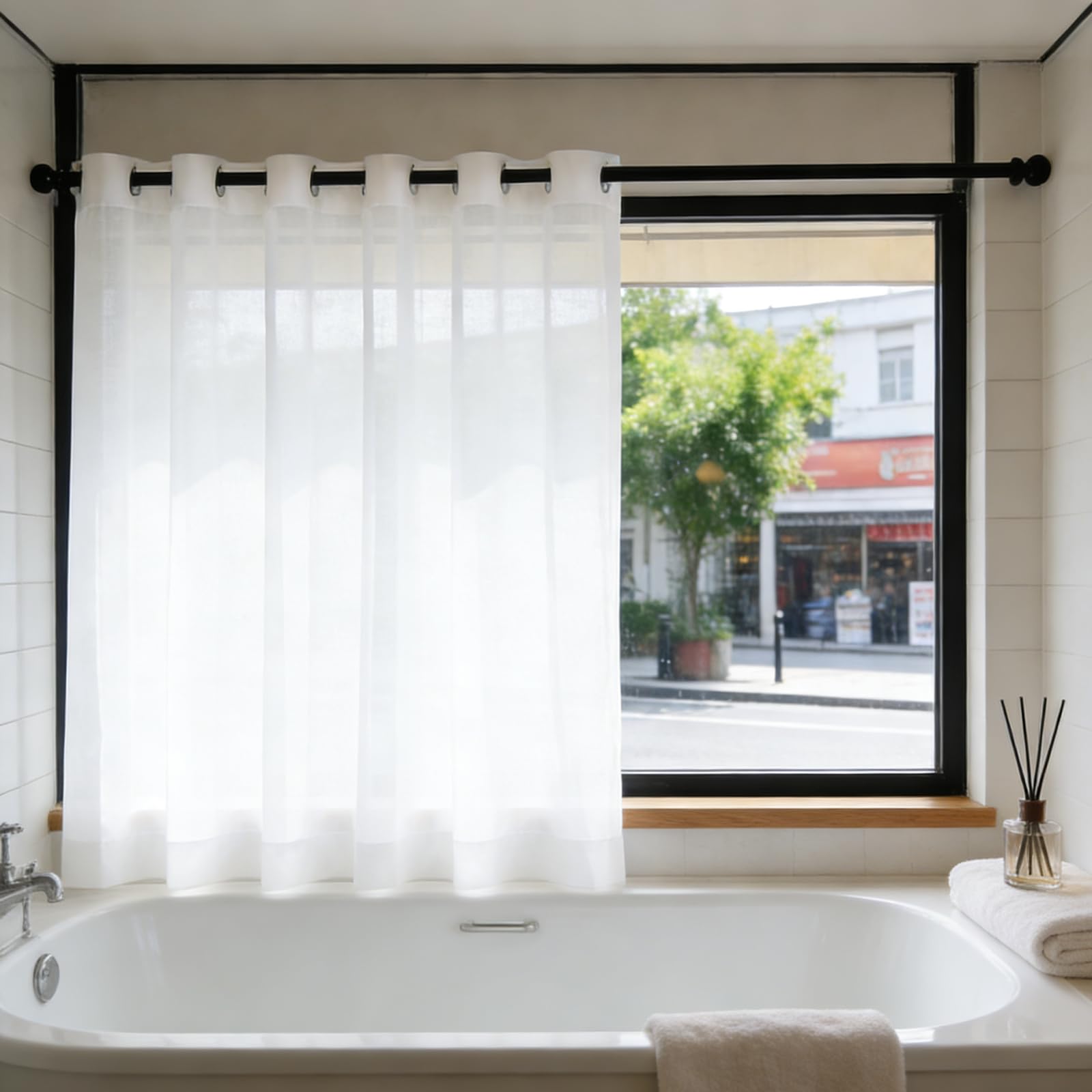 Voile Vorhänge 240 x 160 cm Halbtransparent, Lichtdurchlässig Und Elegan, mit Ösen in Leinenoptik, Luftig Und Langlebig Stores Gardine Leinenoptik für Jedes Fenster, Weiß