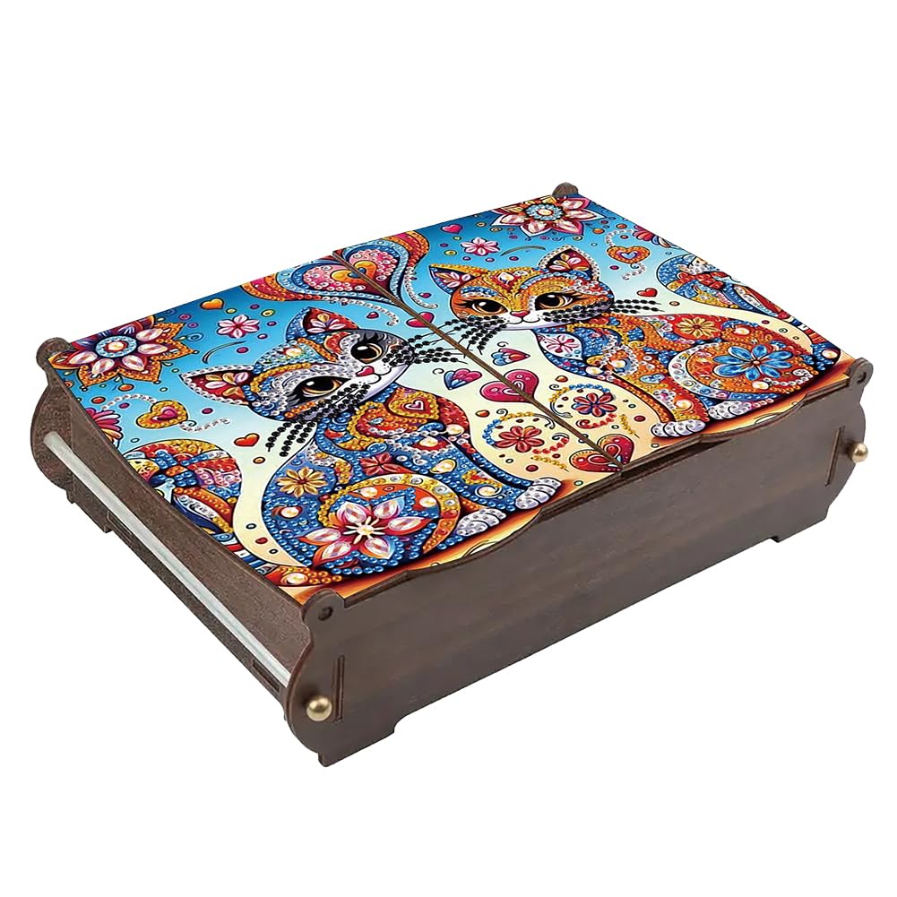 Women's Box Diamond Painting Holder Case, Wooden Diy Diamond Painting Rhinestones Decorative Storage Fortial Drill Crystal Mosaic Crystal Storage Case Gift For Girls Desktop Ornament