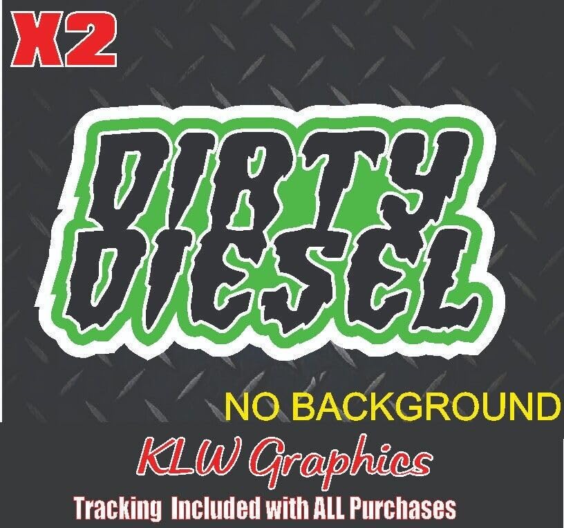 Dirty Diesel Lime Green Black White Full Color Decal Sticker Turbo Diesel Truck 6.7 6.6 Crew Cab Soot Printed