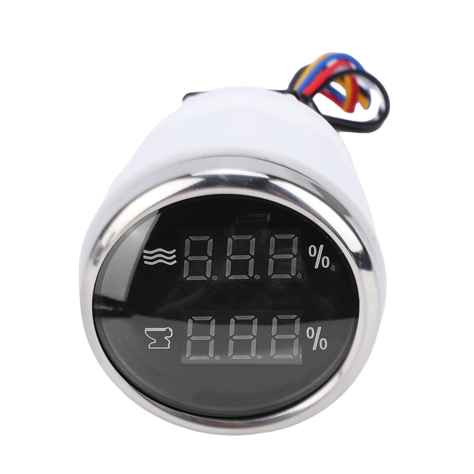 Yctze Misuratore Digitale del Livello Dell'acqua delle Acque Reflue 2 in 1 da 52 Mm Misuratore Compatto del Serbatoio Dell'acqua a Doppia Funzione per Veicoli Marini (Quadrante nero Lunetta