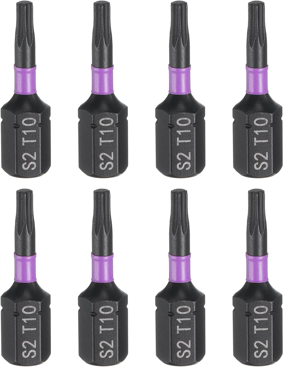 sourcing map 8pcs T10 Torx Screwdriver Bit 1/4" Hex Shank 25mm/1" Length Magnetic Star 6 Point Head Hex Bits S2 Steel Screw Driver Bit Industrial Grade Electric Drill Bits