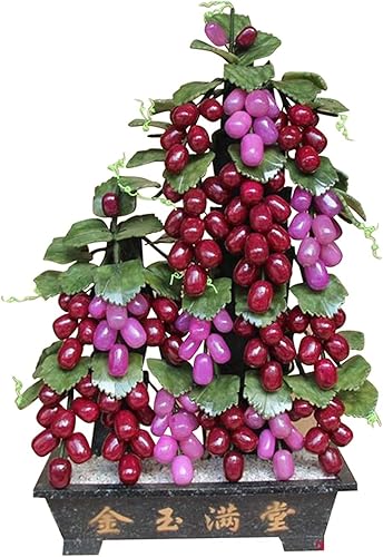 Árbol bonsái artificial de jade bonsái, decoración de uva, decoración de oficina, hogar, dormitorio, decoración creativa artesanal, adornos de