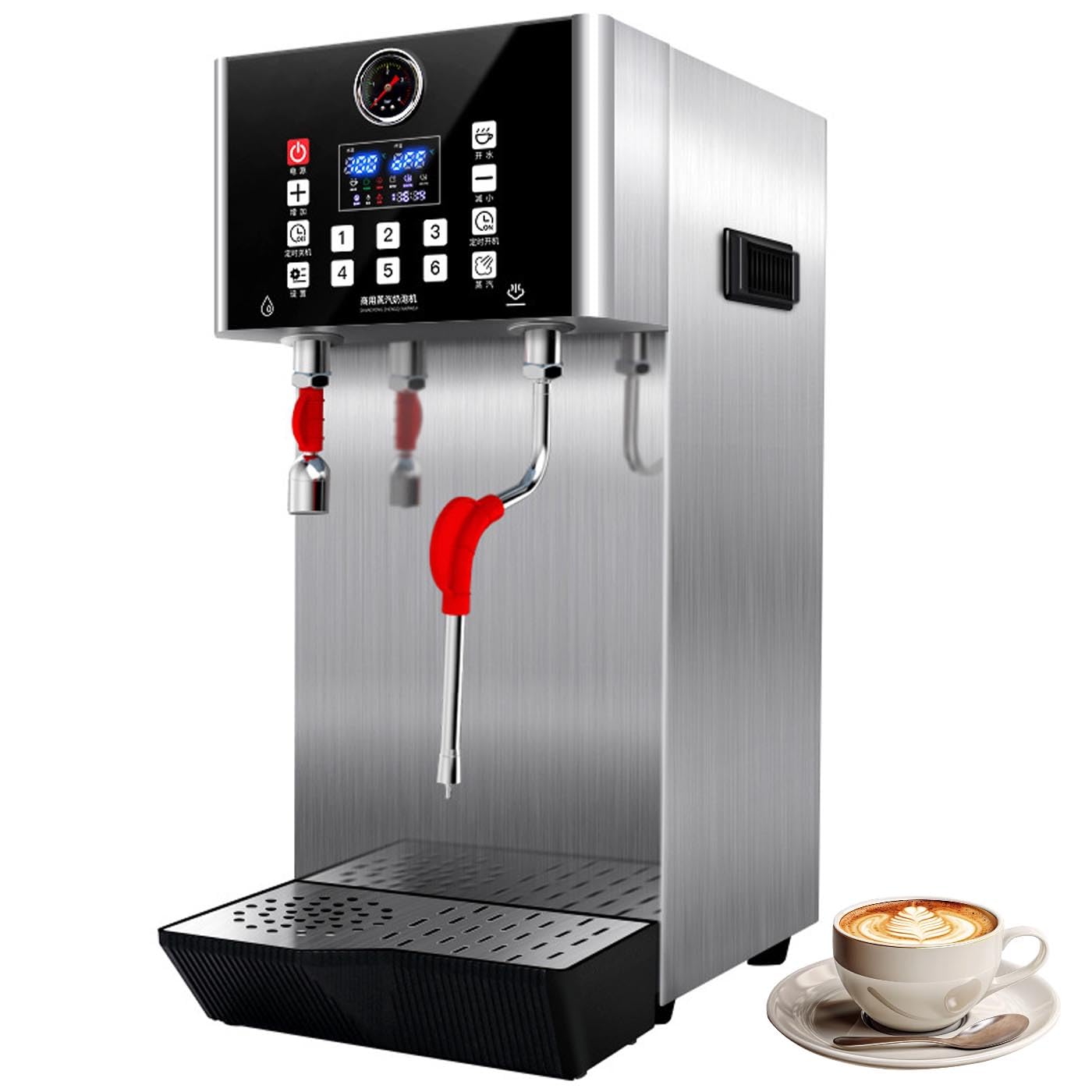 Mousseur à Lait électrique Professionnel 2200 W, 4 en 1 (12 L), entièrement Automatique, avec Chauffe-Lait, mousseur et Fouet, écran intégré, idéal pour Cappuccino et Latte.