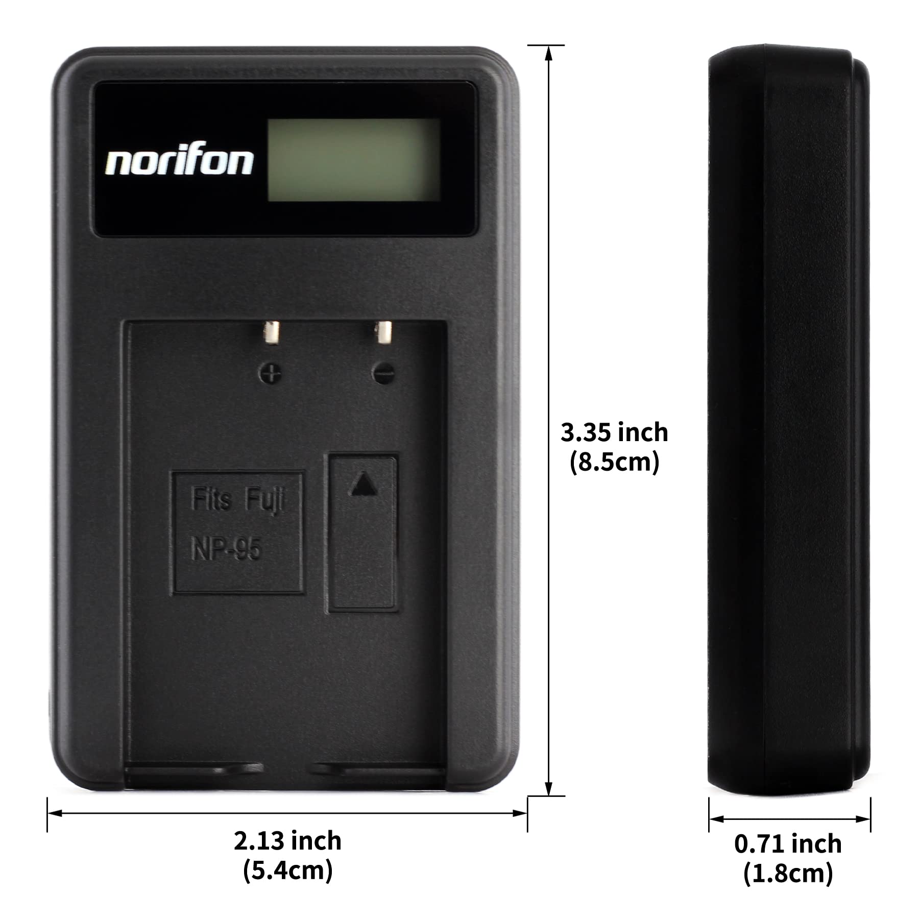 Norifon NP-95 LCD USB-oplader voor Fujifilm FinePix F30, FinePix F31fd, FinePix Real 3D W1, FinePix X100, X100LE, X100S, X100T, FinePix X30, X-S1 Camera en Meer