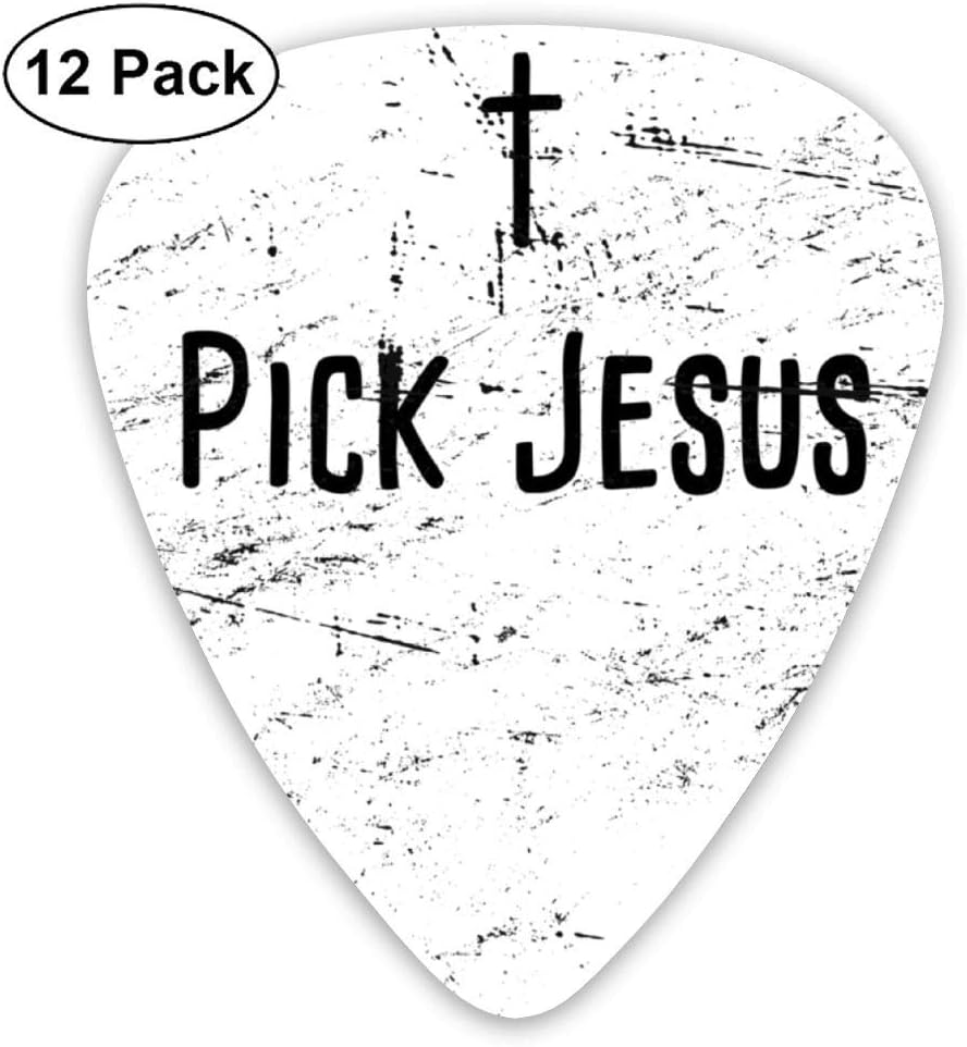 Pick Jesus Christian Guitar Picks For Bass, Electric Guitar, Acoustic Guitar, 12 Pack Plectrums Includes Thin, Medium & Heavy Gauges