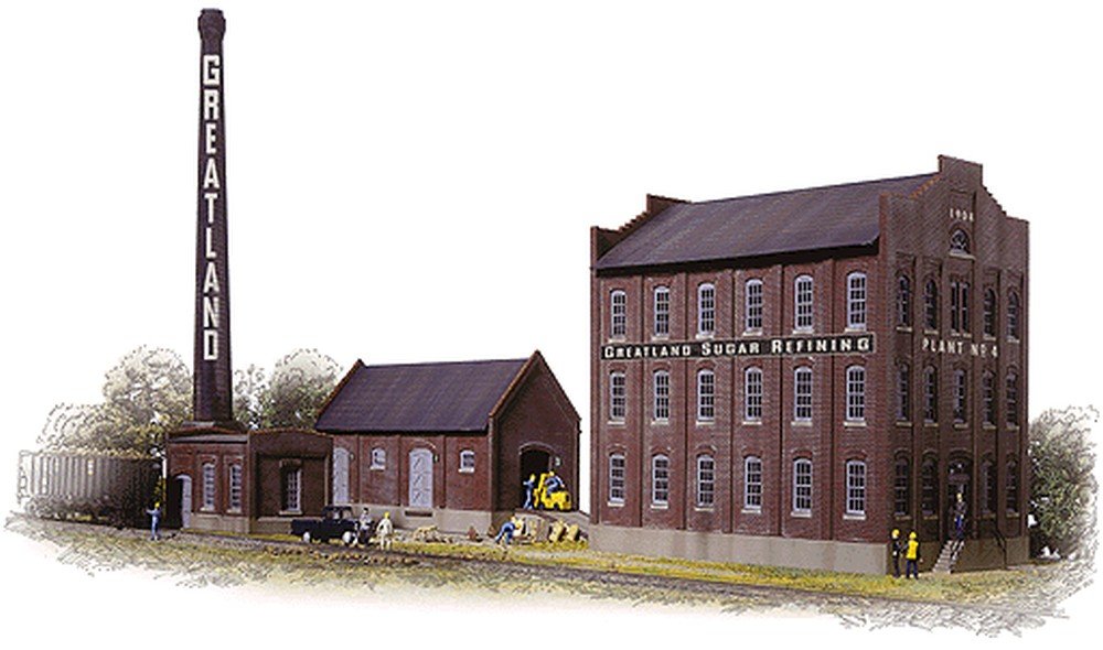 Walthers Cornerstone Series174 HO Scale Greatland Sugar Refining Includes Mill Building, Warehouse, Boilerhouse & Smokestack