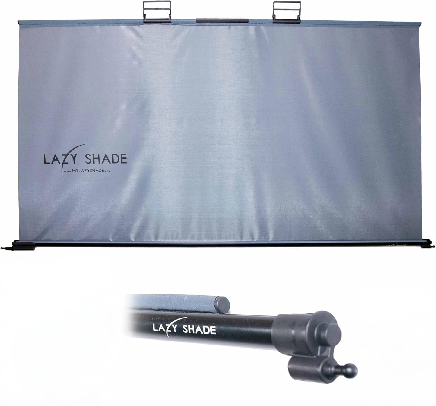 Lazy Shade Retractable Windshield Sun Shade, Medium (Fits 57.5" - 59.5" Dash Width) – Semi-Permanent Front Window Visor Blocks UV & Heat, Airbag Safe