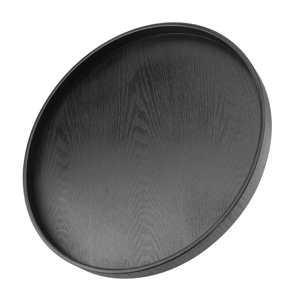 Plateau Rond en Bois Noir 37,5 cm