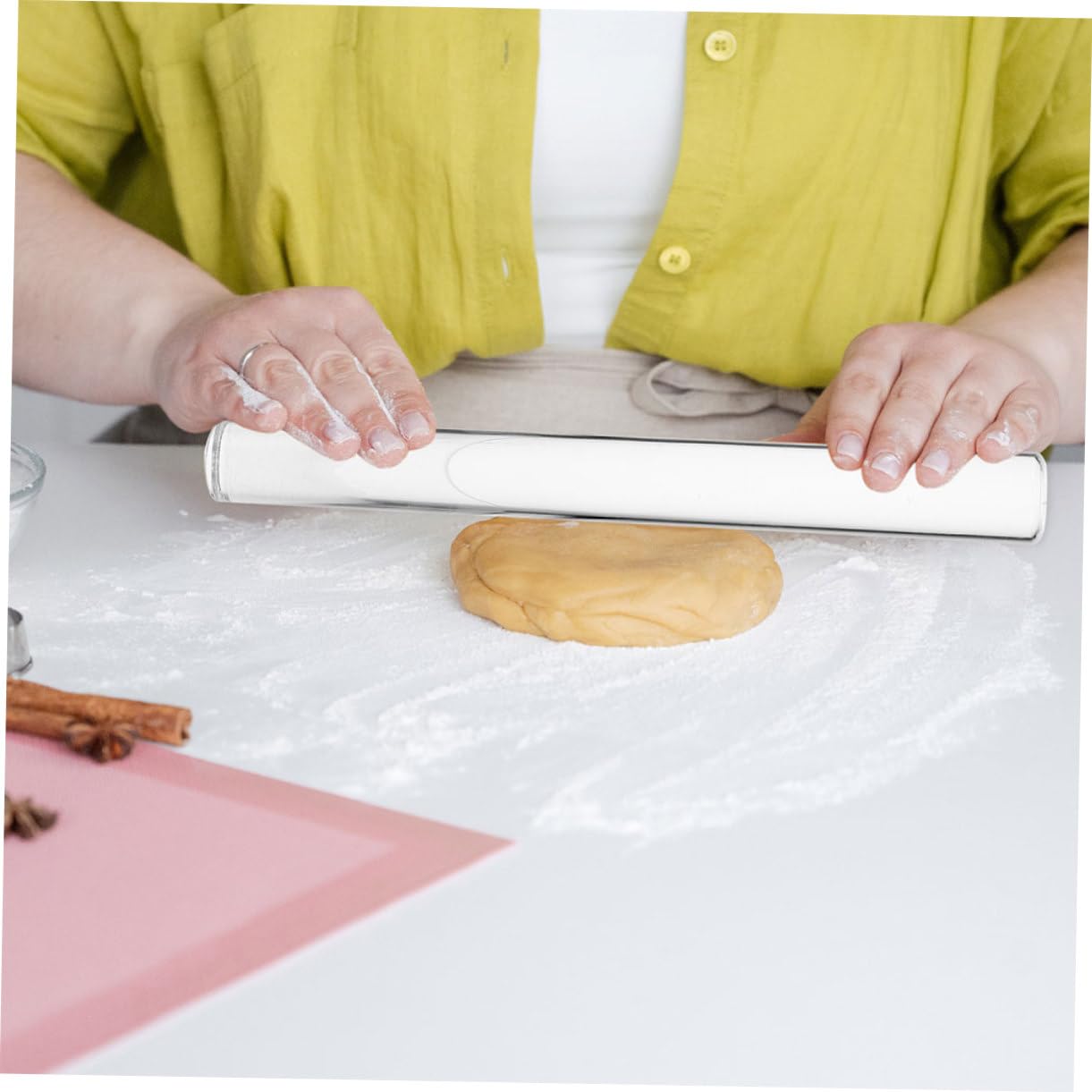 TOYANDONA 2 Stück Transparentes Acryl Nudelholz Antihaft Backrolle für Fondant Keksteig und Kneten 29cm Küchen Backzubehör