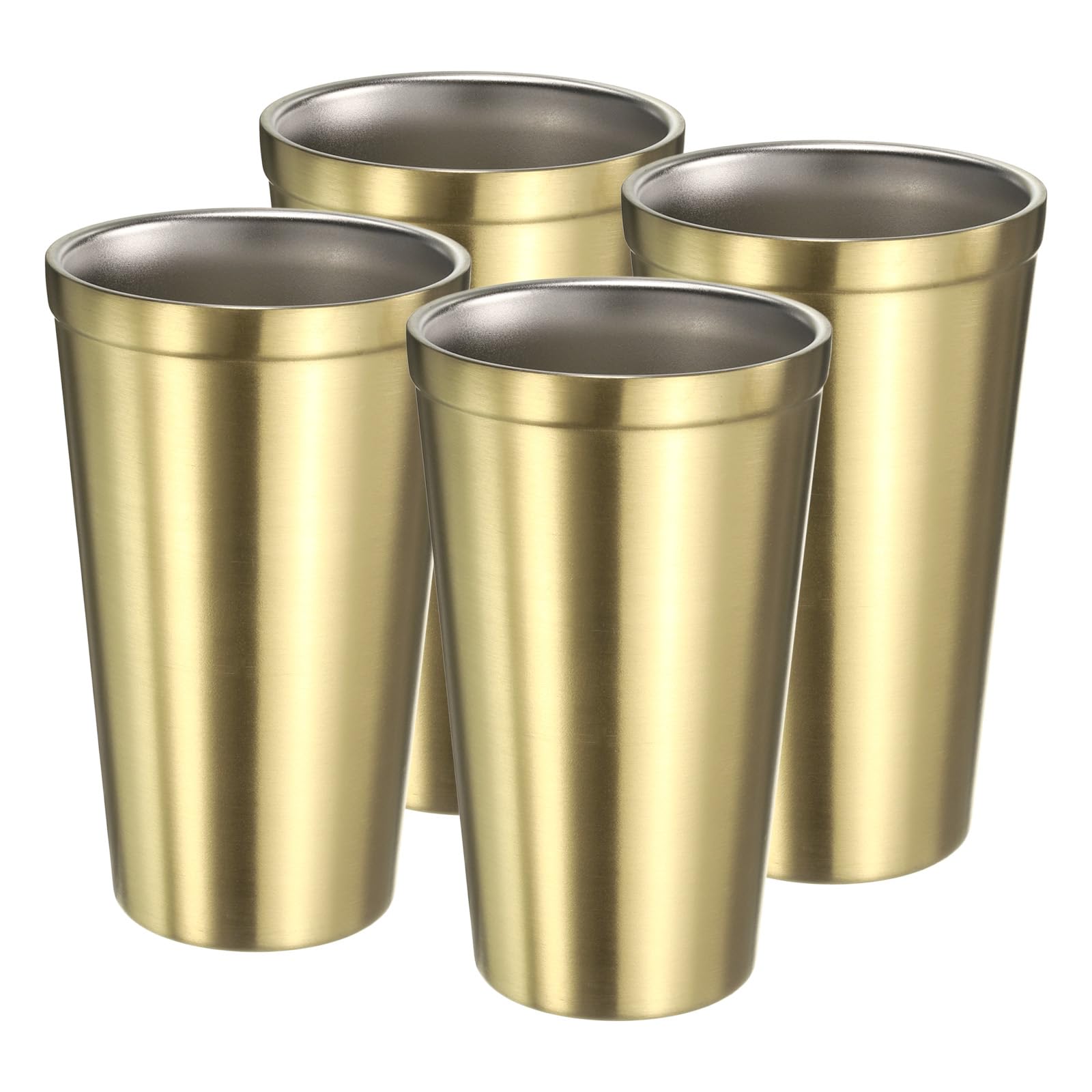 QUARKZMAN 4 Pezzi Tazza In Acciaio Inossidabile 15Oz Tazza Da Viaggio Doppia Parete Per Tè Caffè Bicchiere Termico Campeggio Riutilizzabile Per Latte Succo Bevande Fredde (Oro)