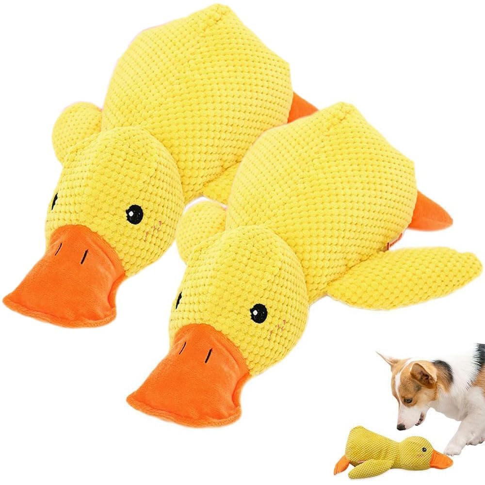 DXWEBISTRY Calming Duck for Dogs Anxiety,Duck Dog Toy,Interactive Toy with Quack Sound Soft Plush Stuffed Calming Ducks Pillow Durable Stuffed Dog Puppy Toys For Puppy Keep Busy，A-2PCS-45CM