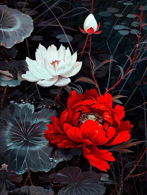 Kaliosy 5D Diamond Art Kits for Adults Bouquet in The Lake by Number Kits, Diamond Painting Art DIY Full Drill Crystal Craft Cross Stitch Embroidery