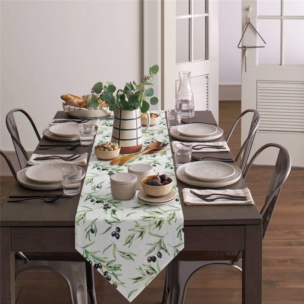 Watercolor Leaf Texture Table Runners Holiday Wedding Decor Dinning Cover Christmas Decorations Cloth(41x183cm)