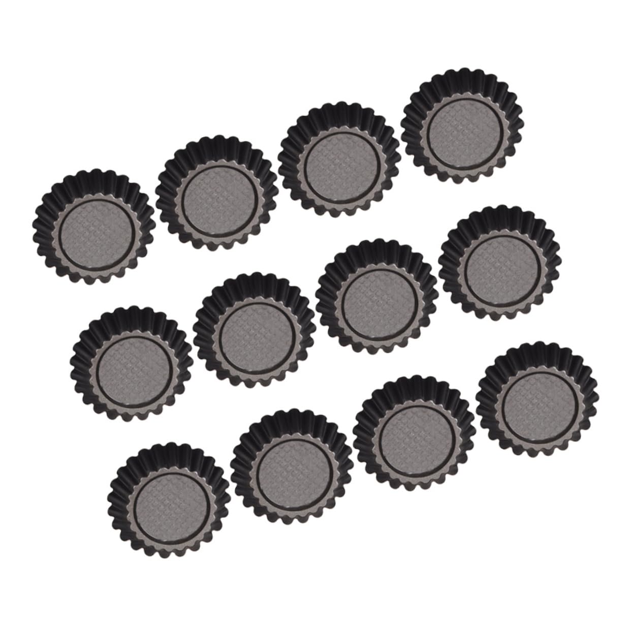 Molde para Tartaletas de Huevo de 12 Piezas, Acero al Carbono Negro | Antiadherente, Conserva la Forma al Desmoldar, para Repostería y Cocción al Vapor