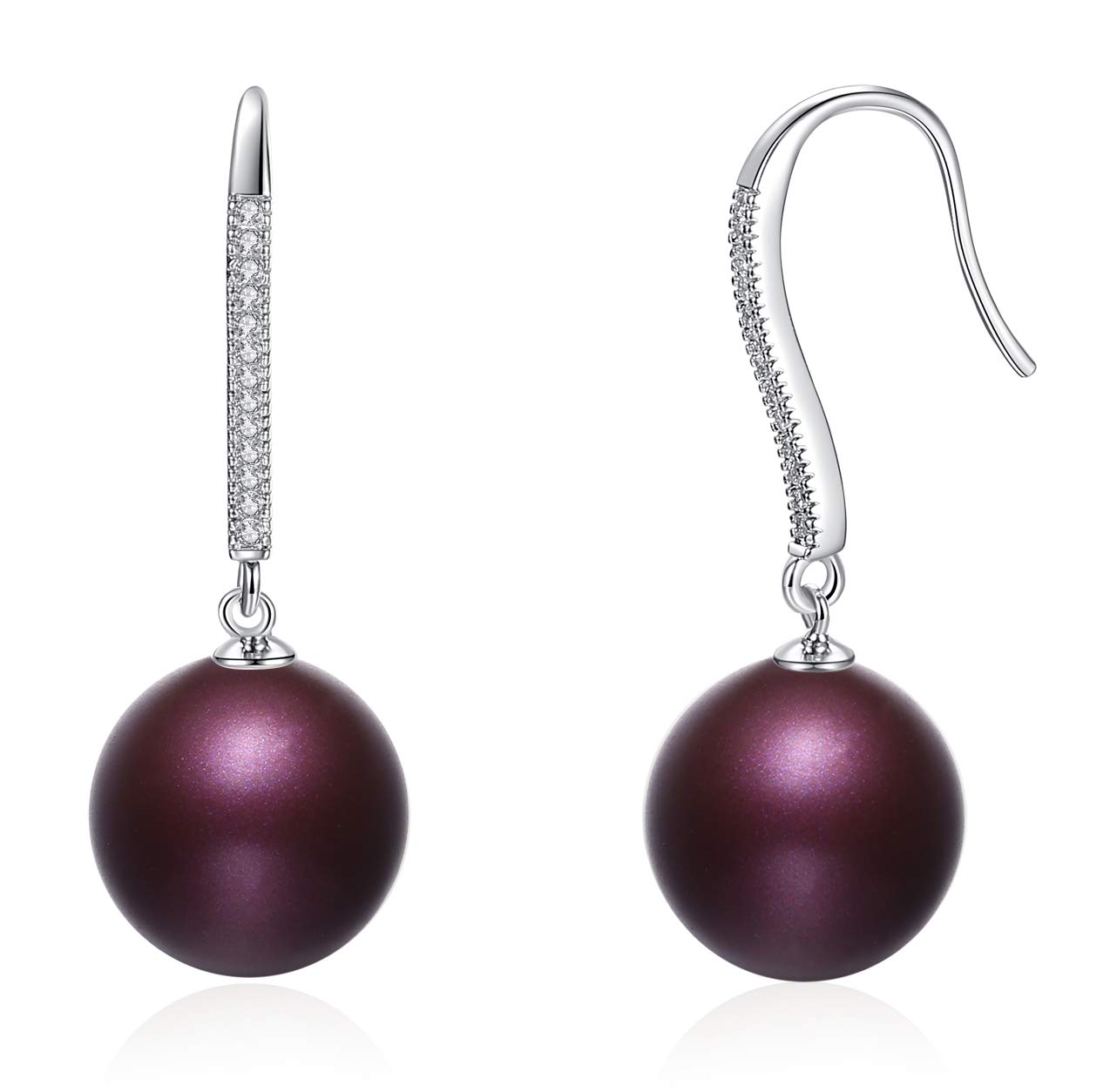 Esottia Dangle Drop Earrings Made with Crystal Pearls from Swarovski, Gifts for Women, Multi Color, Silver-Tone