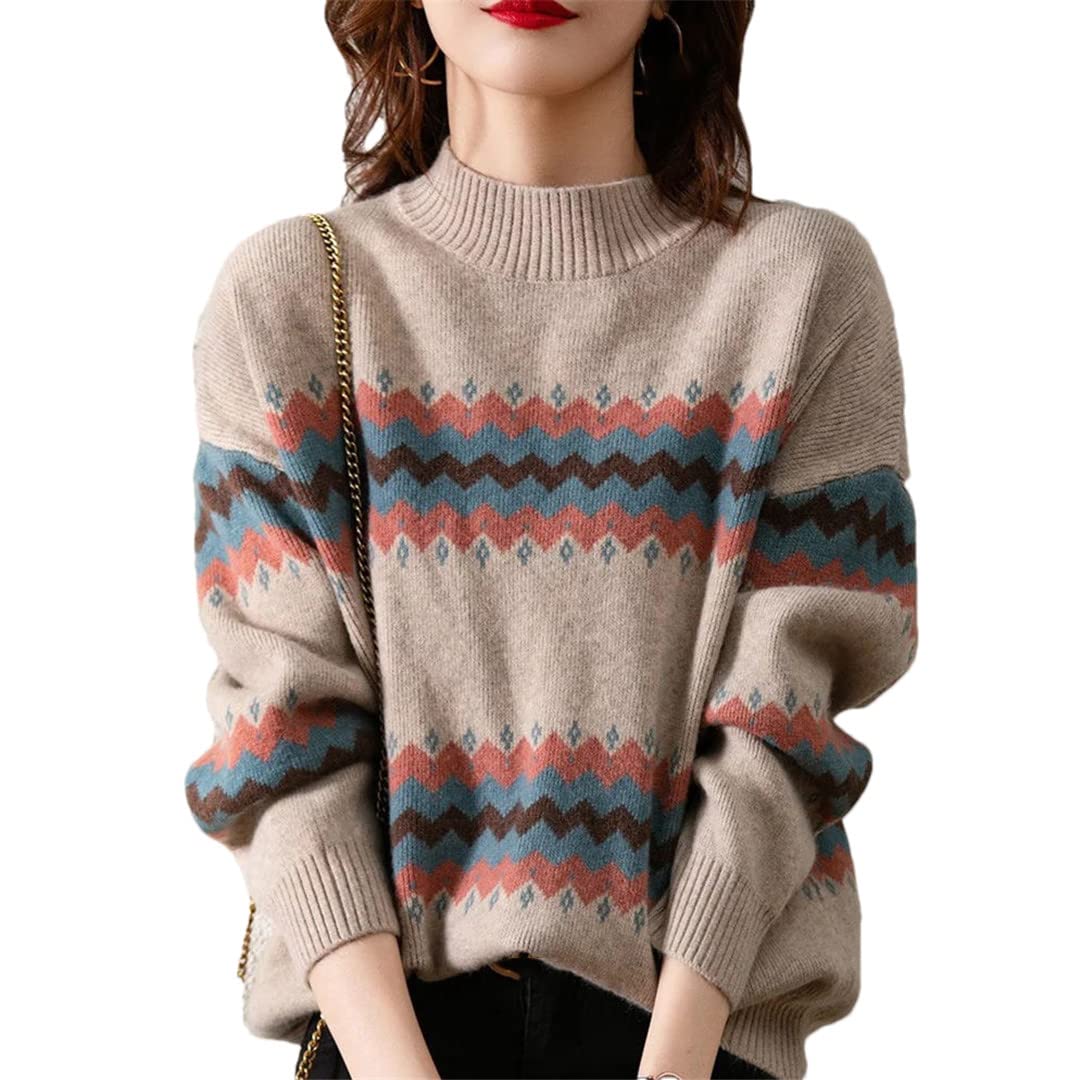 Suéter de punto para mujer, otoño e invierno, color laminado, a rayas, cuello redondo, completo con jersey