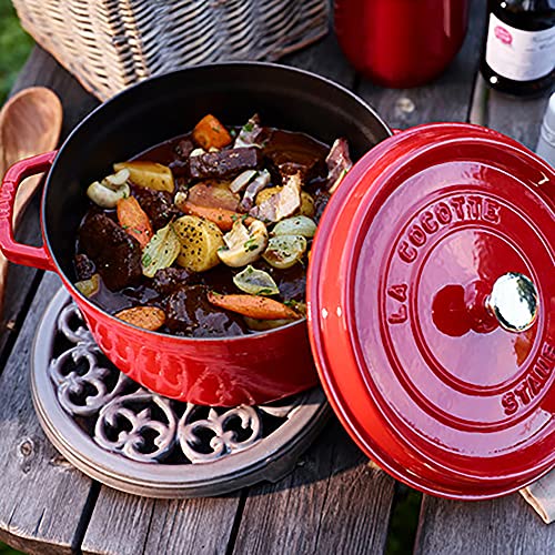 Image of STAUB Cast Iron Dutch Oven 5.5-qt Round Cocotte, Made in France, Serves 5-6, Cherry