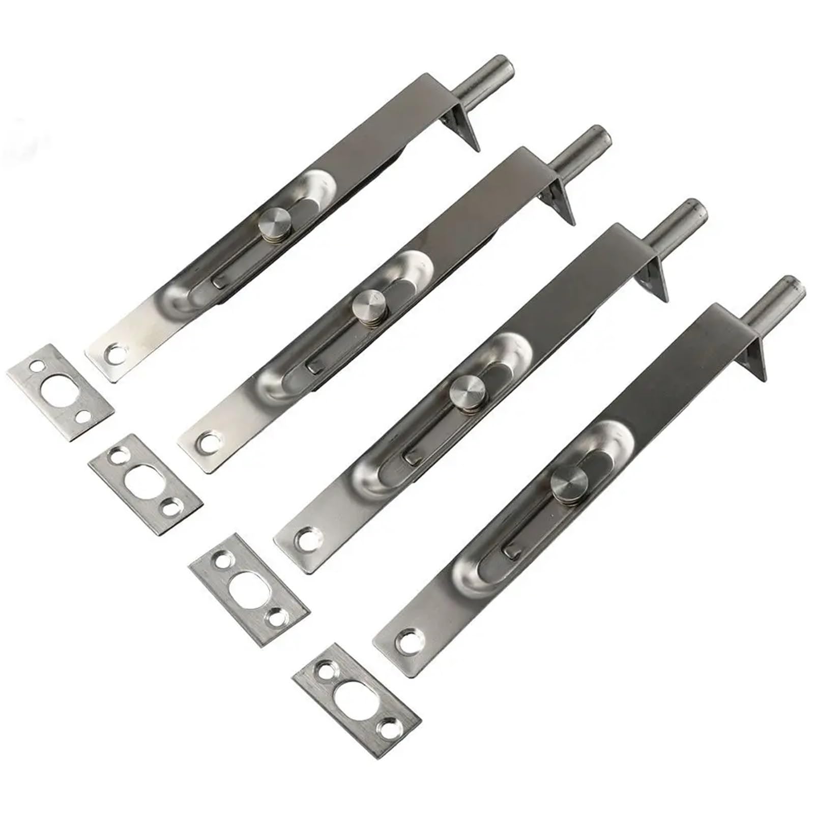 Cerradura de puerta con pestillo empotrado, resistente, acero inoxidable, palanca deslizante oculta y tornillos Para Puertas(Sillver-4pcs)