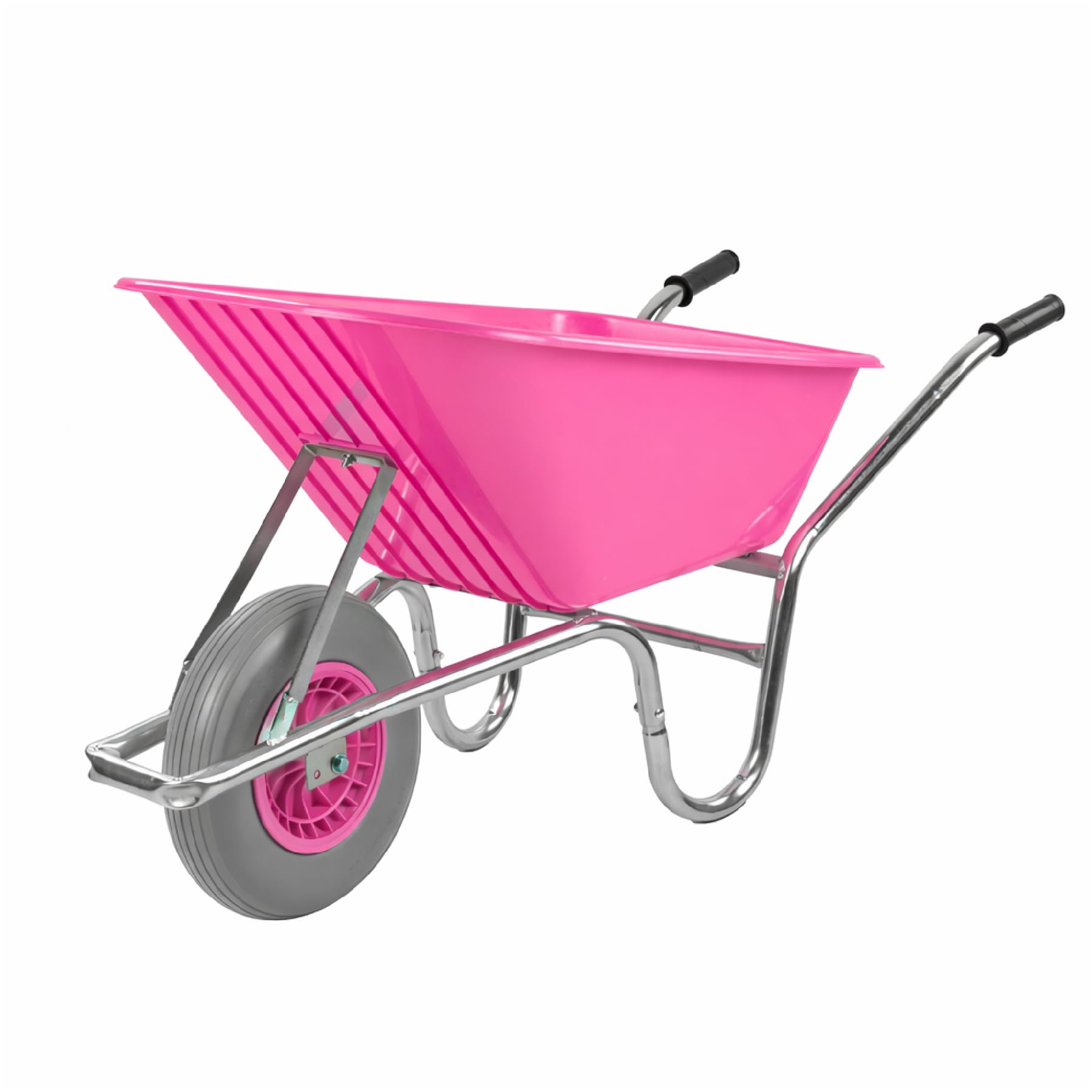KCT 110L Pink Garden Builders Heavy Duty Wheelbarrow with Puncture Proof Solid Tyre Wheel