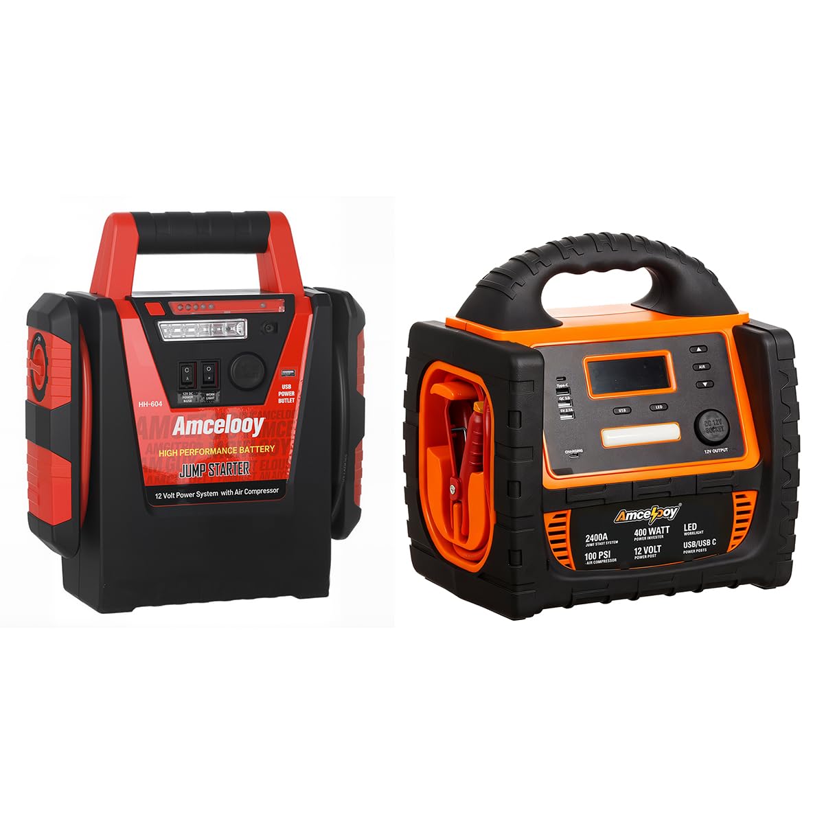 2000A Jump Starter with Air Compressor Car Battery Jump Starter and Portable Power Station Orange