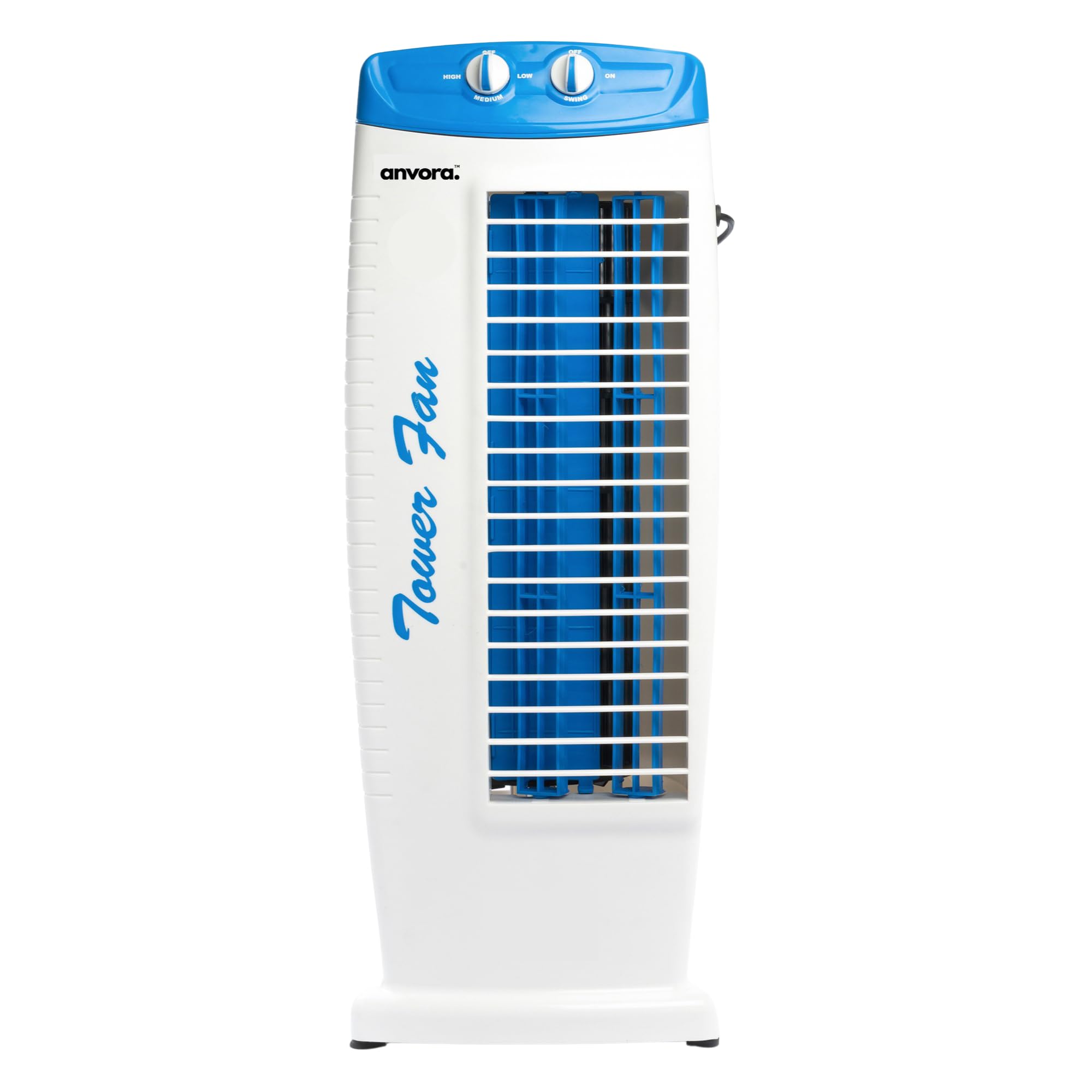 ANVORA Breeze Max Tower Fan | High air throw of 2250 m3/hr | TOP safety and 3 Speed - 2 Way Air Swing | 1 year warranty | Blue White