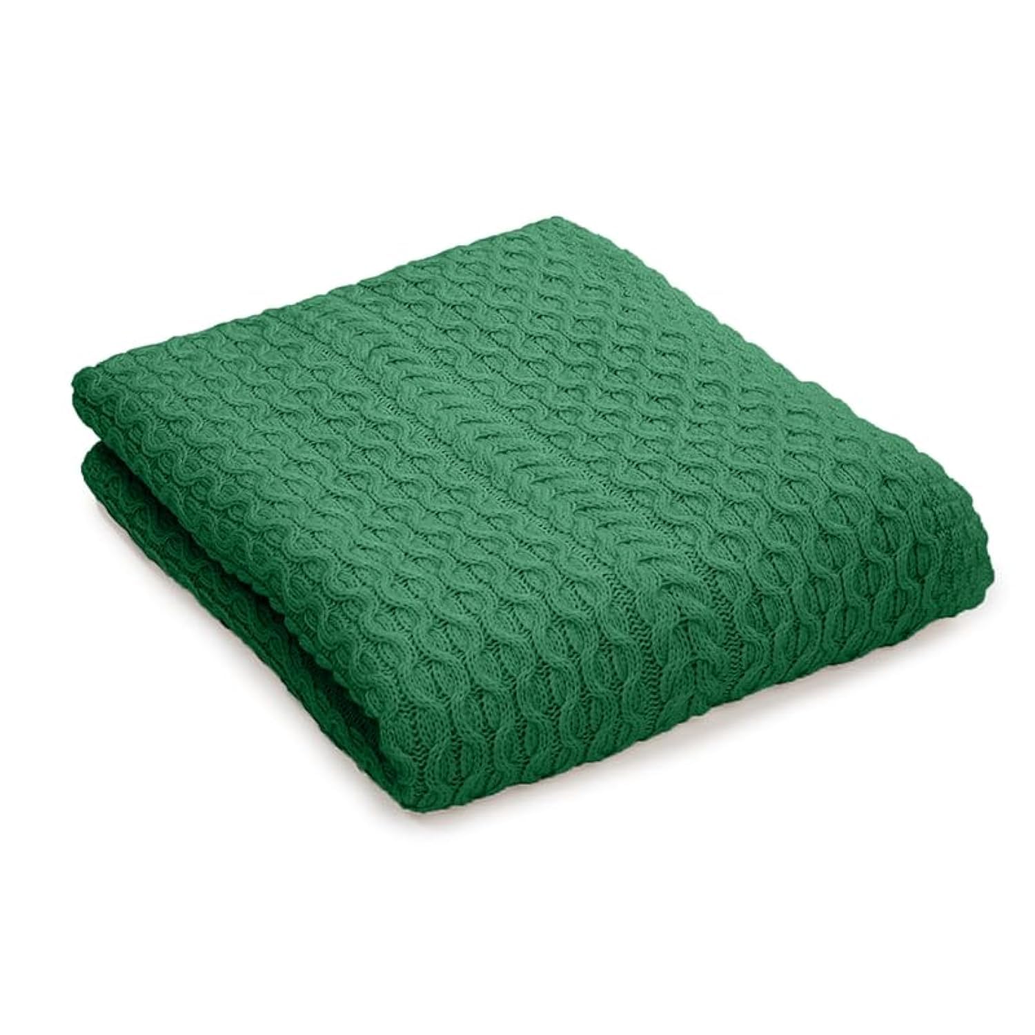 Jeté de lit en laine mérinos douce SAOL, plaid d'exception vert fait pour sublimer votre chambre