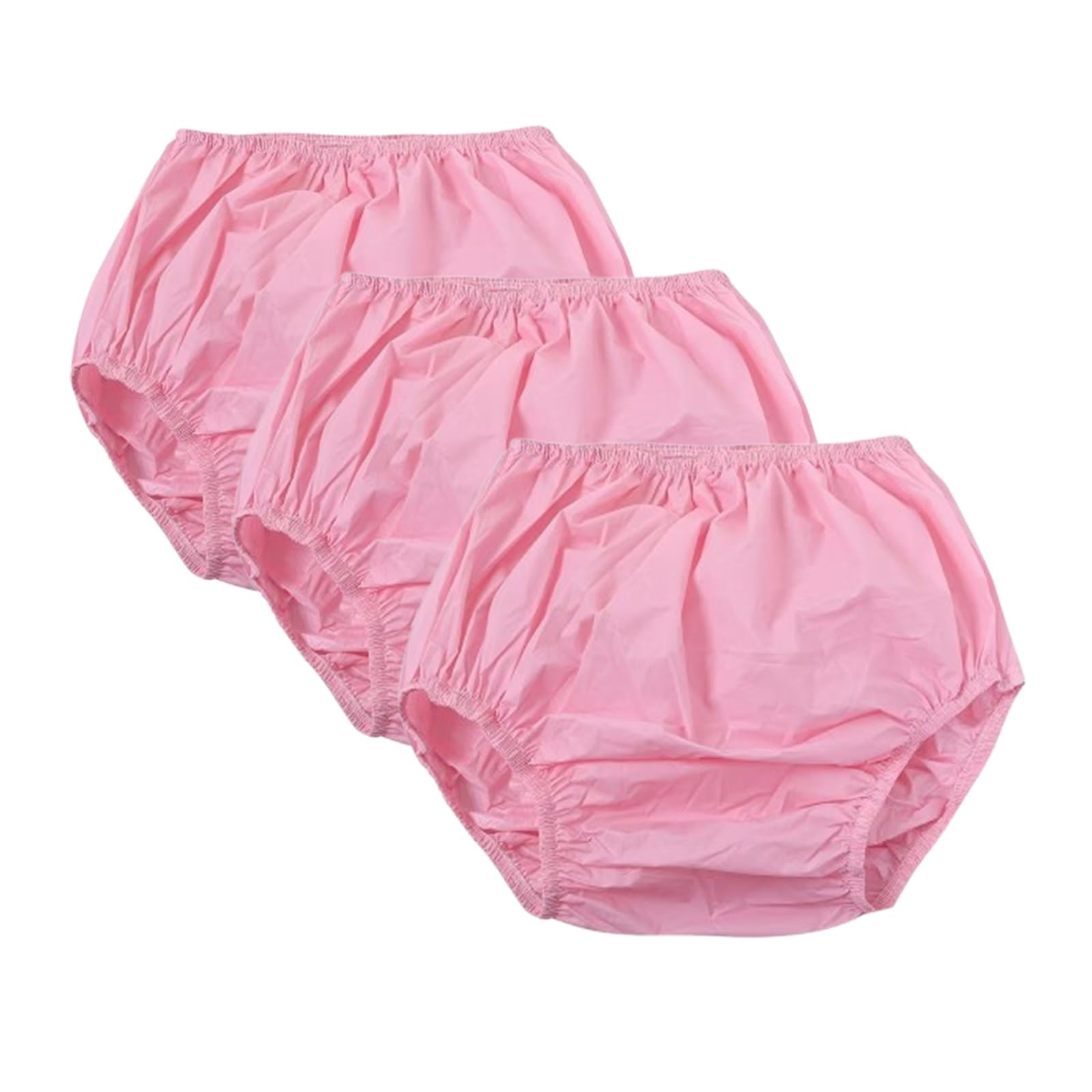 Adult Diaper Cover for Incontinence Noiseless Leak-Protection Underwear Plastic Pants Over Diapers Waterproof Rubber Pants(Pink,Large)