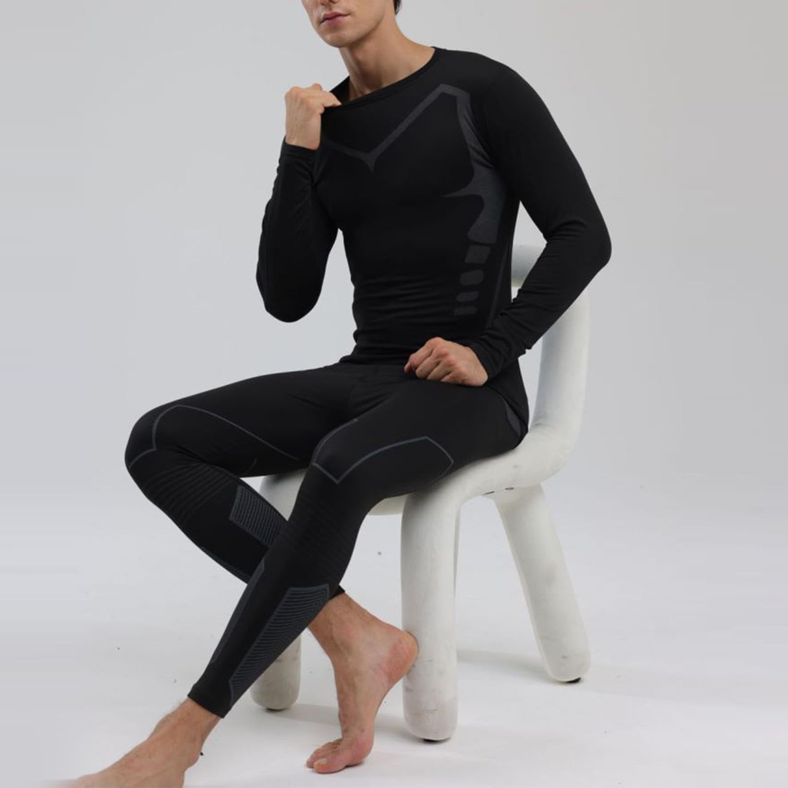 SIXRUN Set di Biancheria Intima Termica da Uomo Intimo Termico in Maglia Slim Fit per Camicia da Uomo Pantaloni Leggeri e Caldi Set Superiore e Inferiore per Indumenti da Notte a Strati Autunnali e