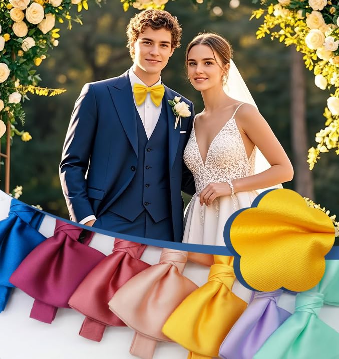 Image of Luckyvestir Oversized Bow Ties for Men, Pre Tied Clip on Men's Black Bowtie for Wedding Tuxedo Banquets Formal Wear